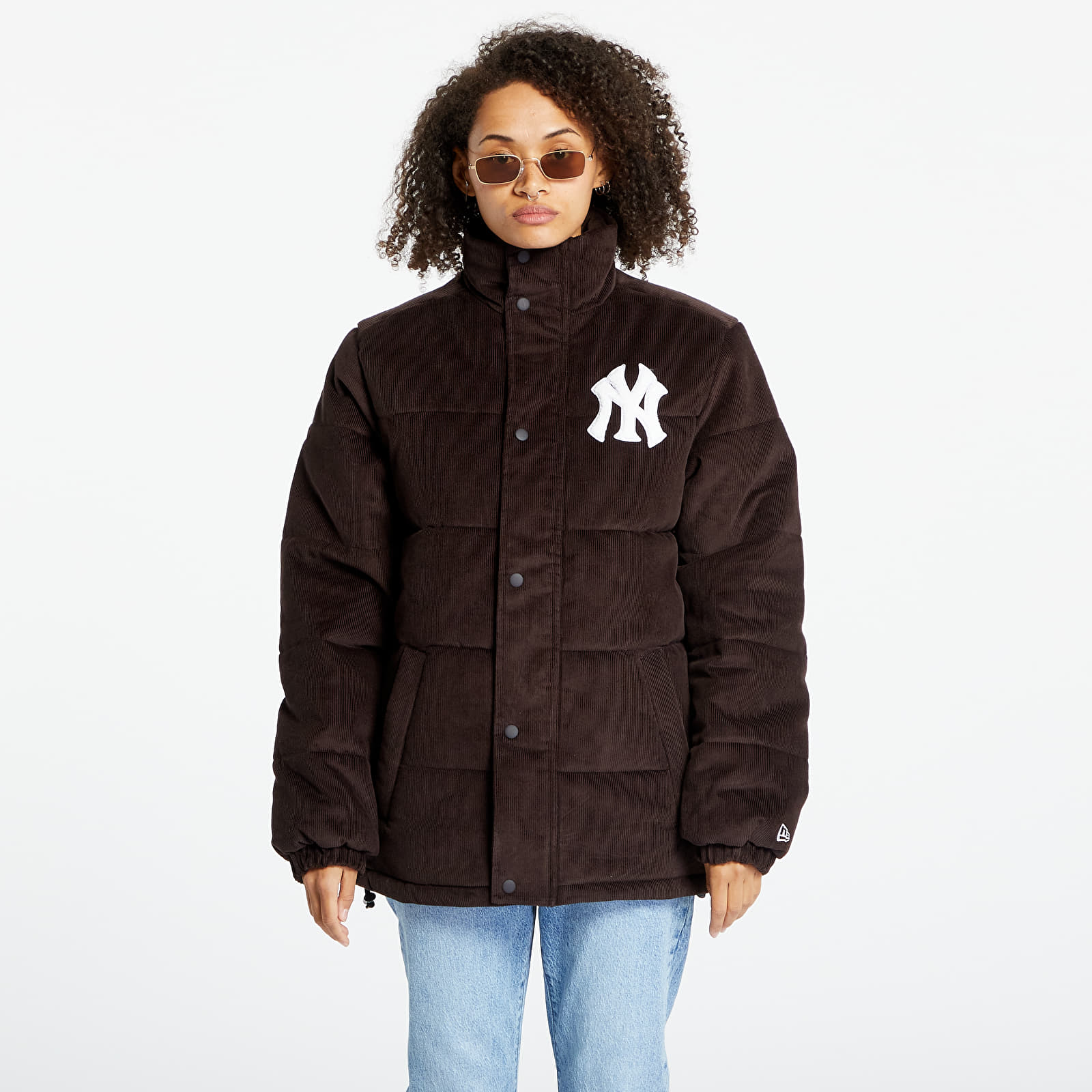 Jakas New Era New York Yankees MLB Brown Puffer Jacket UNISEX Nfl Brown Suede/ White