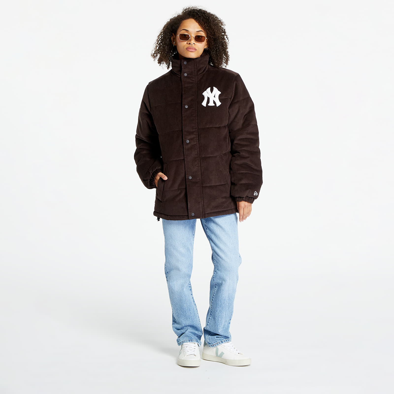 Jakas New Era New York Yankees MLB Brown Puffer Jacket UNISEX Nfl Brown Suede/ White