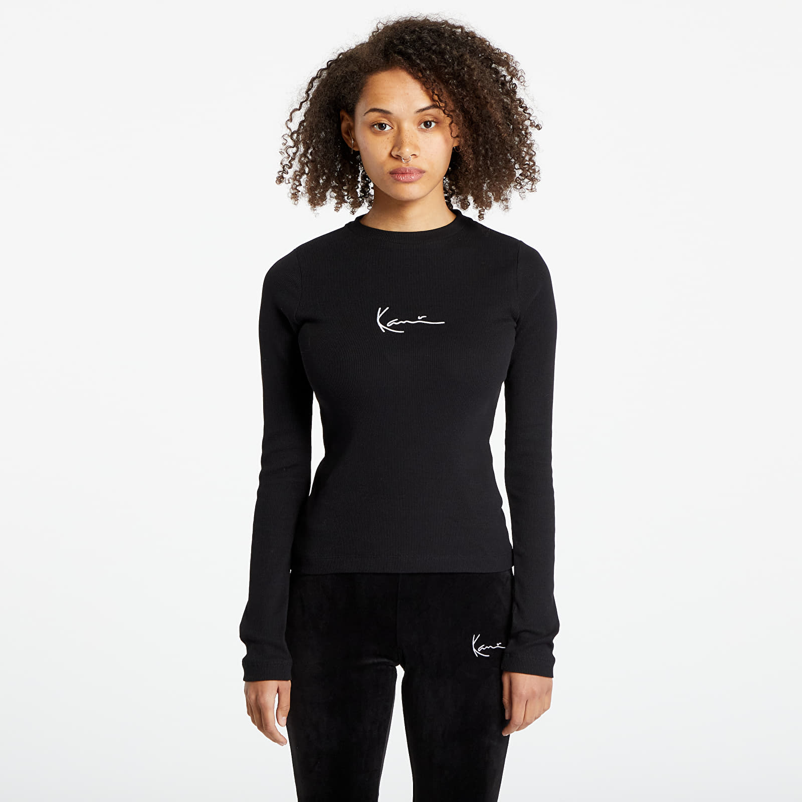 Tricou Karl Kani Small Signature Rib LS Black