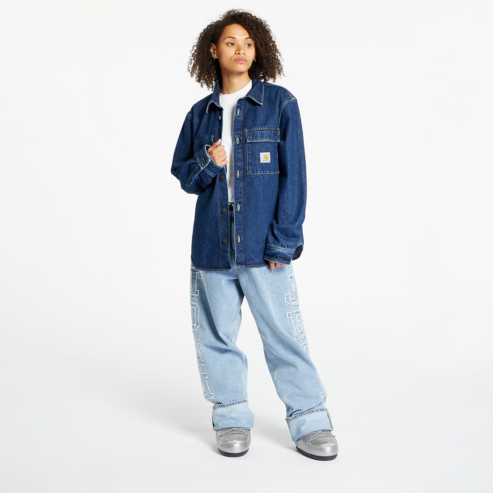 Kurtki Carhartt WIP Manny Shirt Jacket Blue Stone Washed