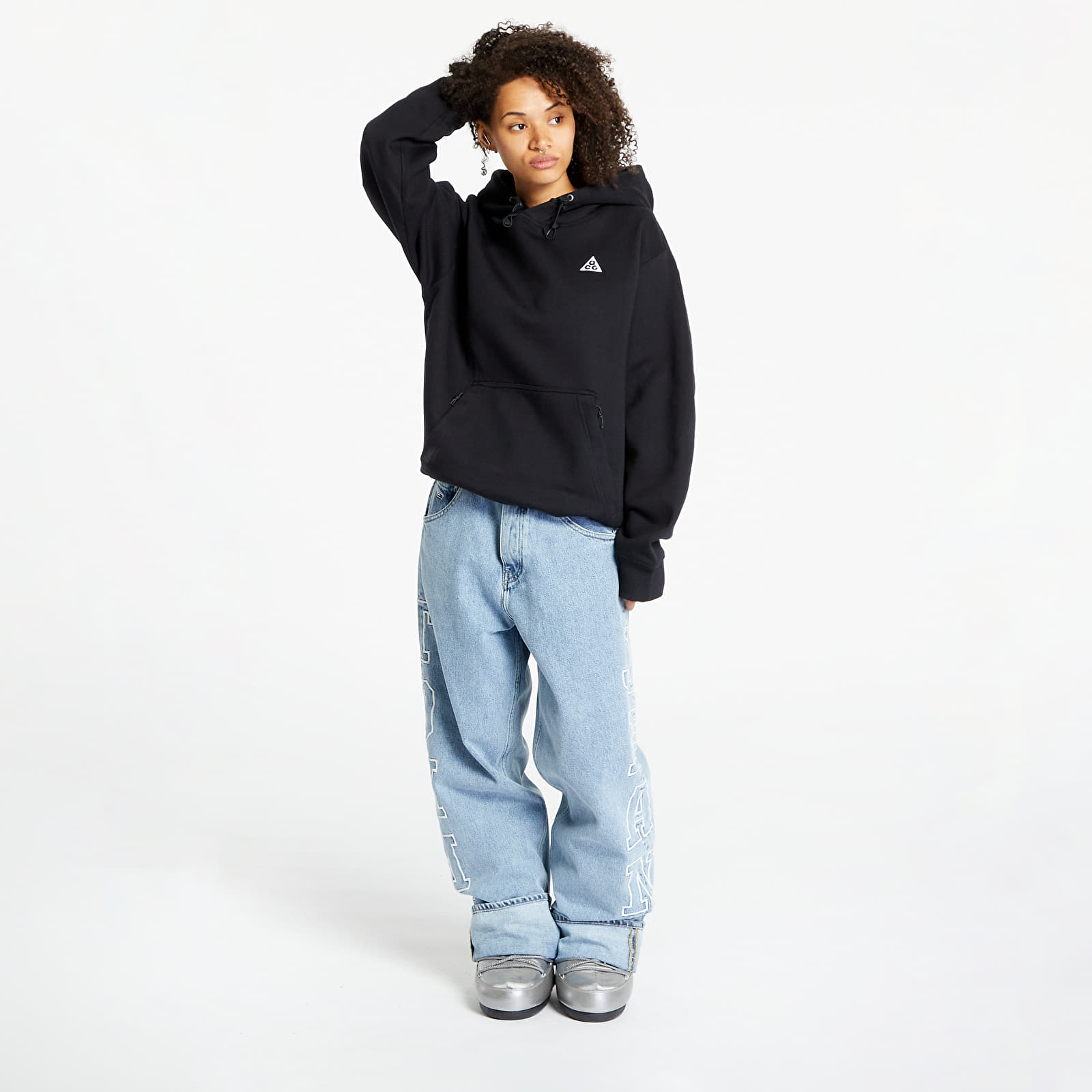 Mikiny Nike ACG Therma-FIT Fleece Pullover Hoodie UNISEX Black/ Summit White/ Summit White