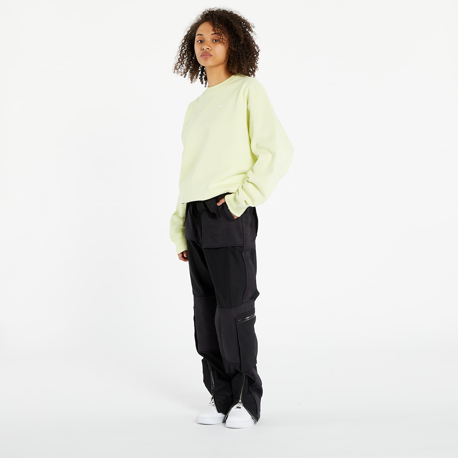 Sudaderas Nike Solo Swoosh Fleece Fabric Sweatshirt Bright Green/ White