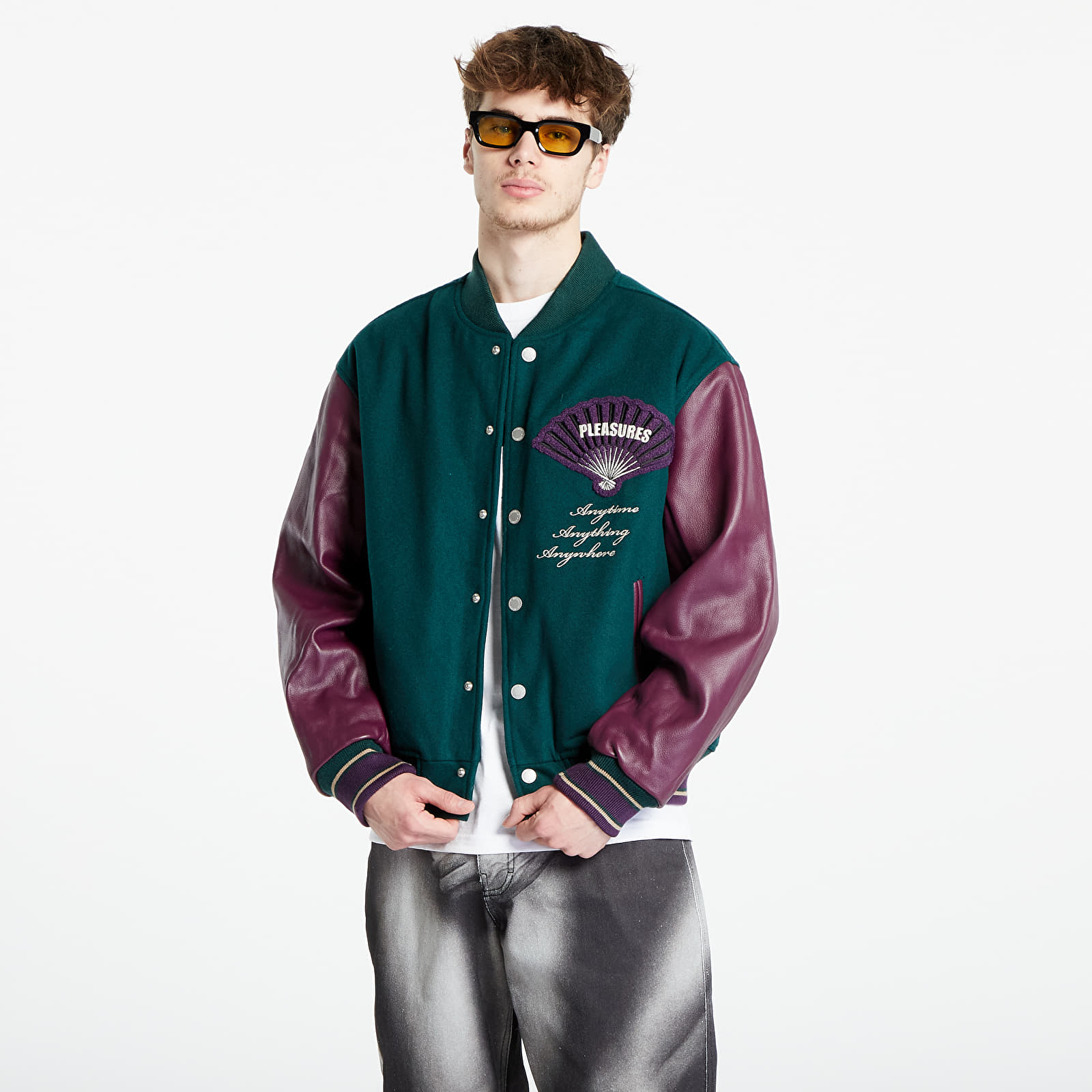 Bomber jackets PLEASURES Fan Varsity Jacket Green