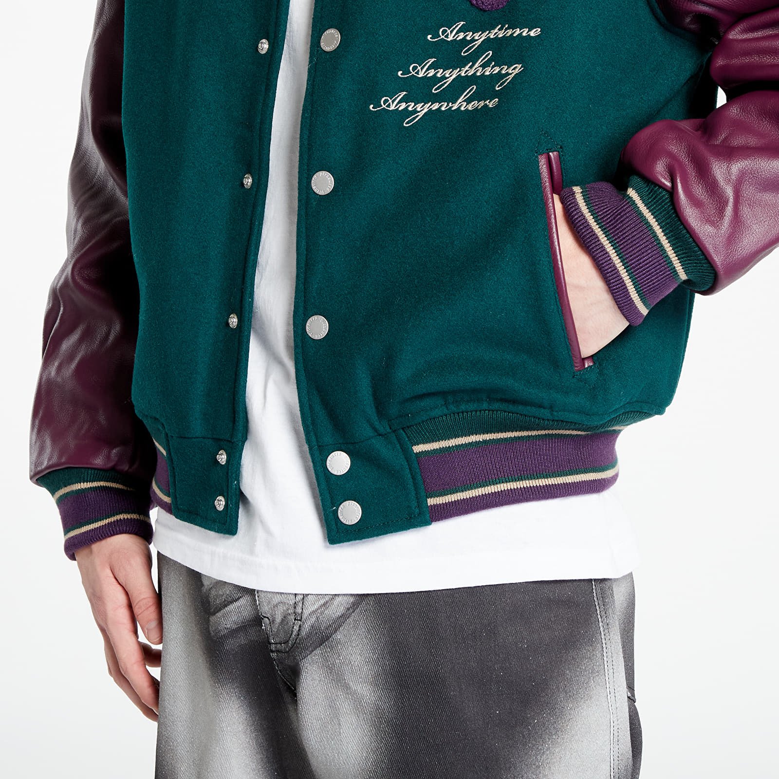 Bomber jackets PLEASURES Fan Varsity Jacket Green