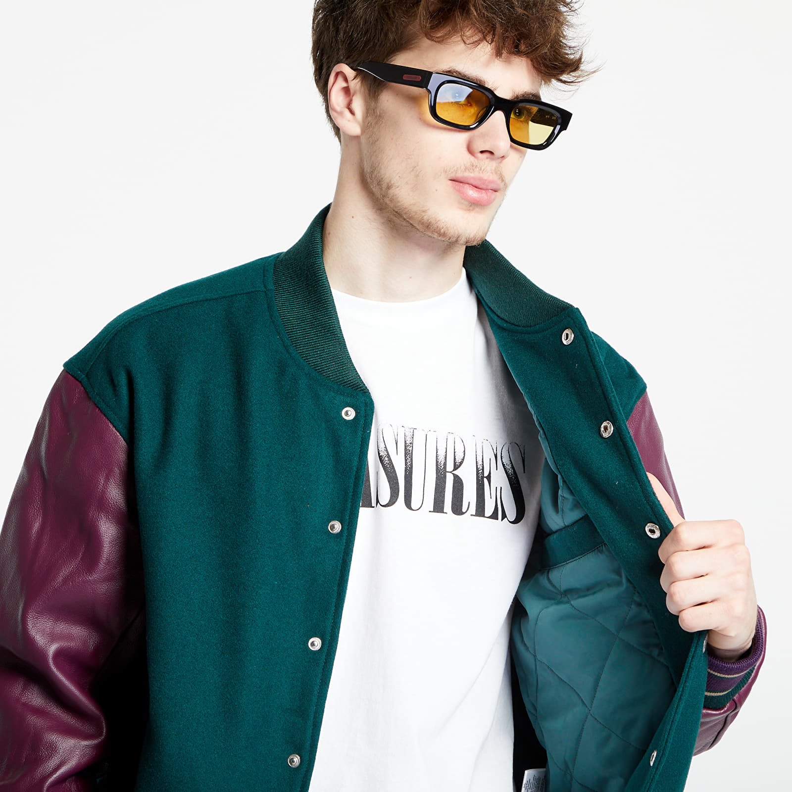 Bomber jackets PLEASURES Fan Varsity Jacket Green