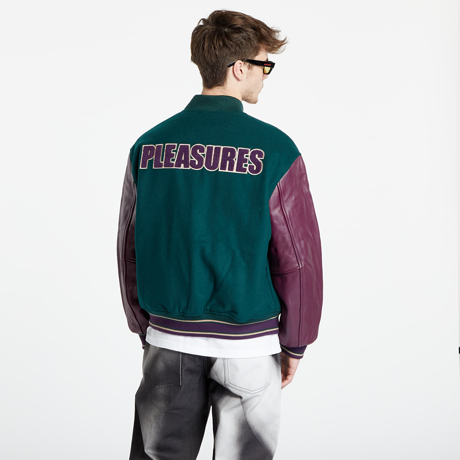 Bomber jackets PLEASURES Fan Varsity Jacket Green