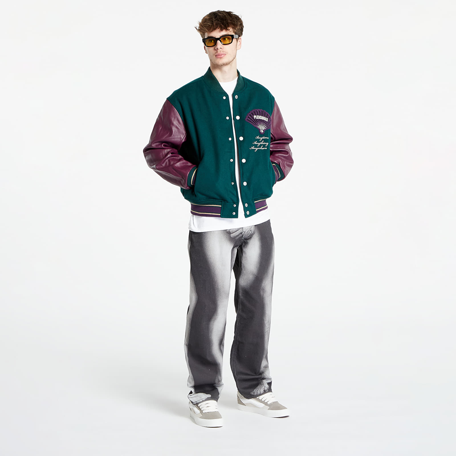 Bomber jackets PLEASURES Fan Varsity Jacket Green