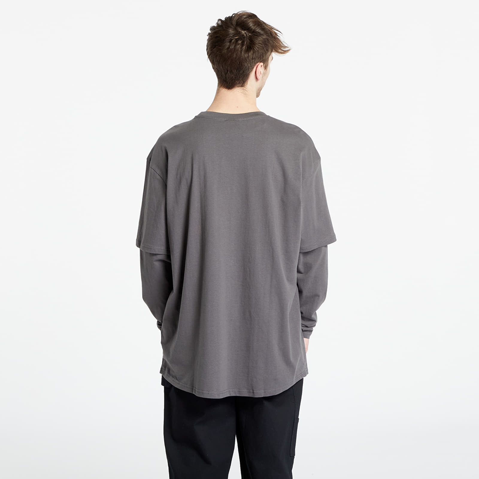 Trička Urban Classics Oversized Shaped Double Layer LS Tee Grey