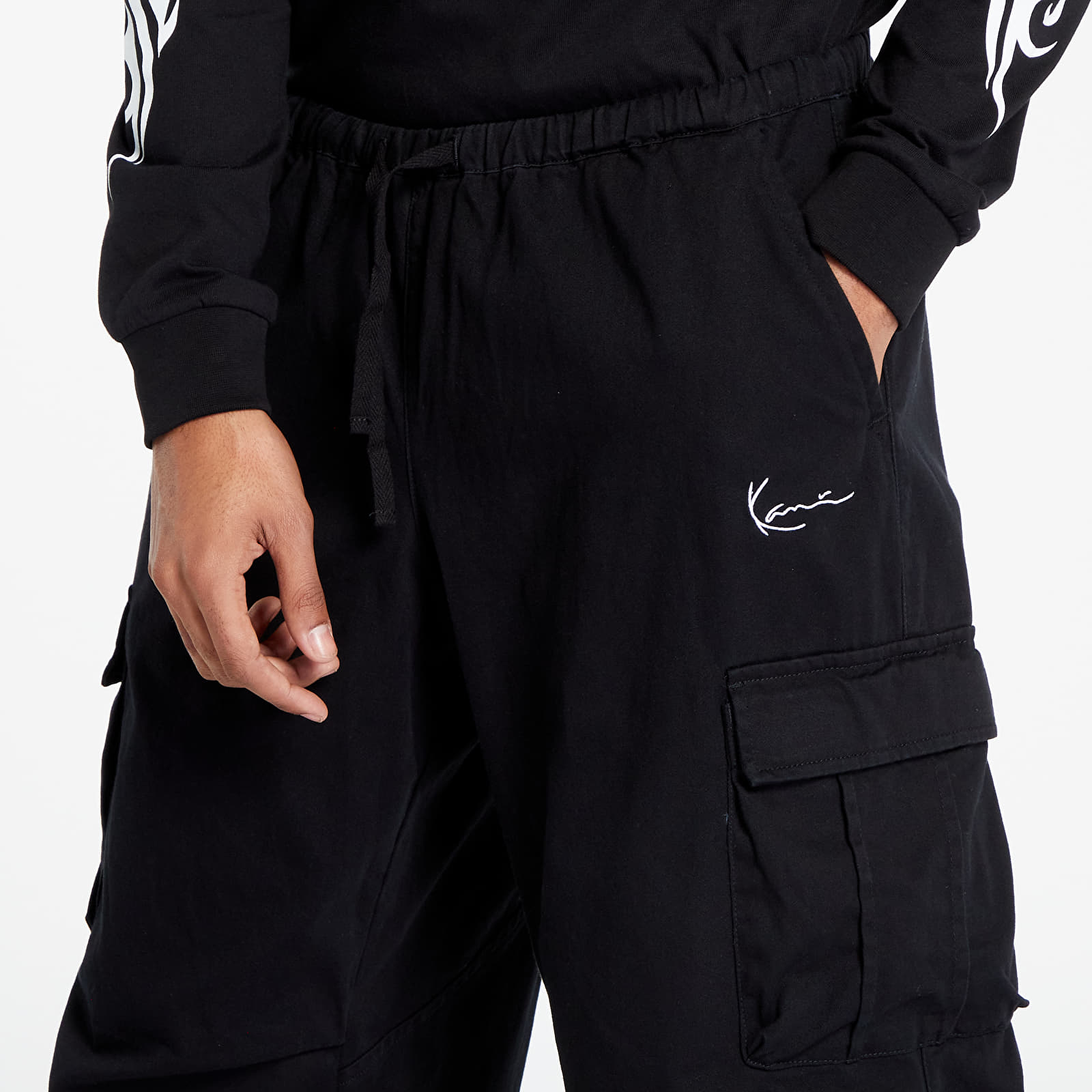 Pantaloni Karl Kani Small Signature Washed Parachute Pants Black