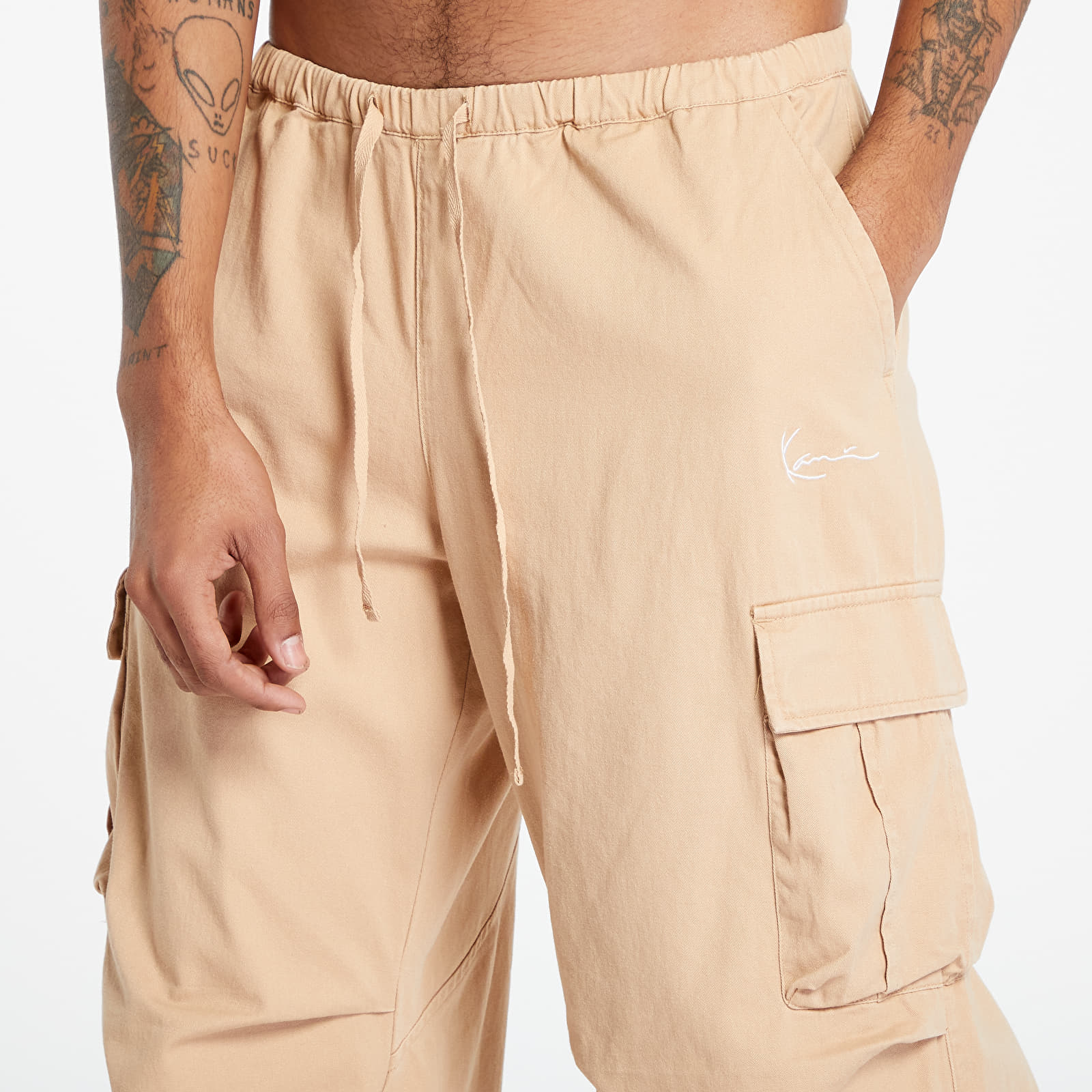 Jeans und Hosen Karl Kani Small Signature Washed Parachute Pants Sand
