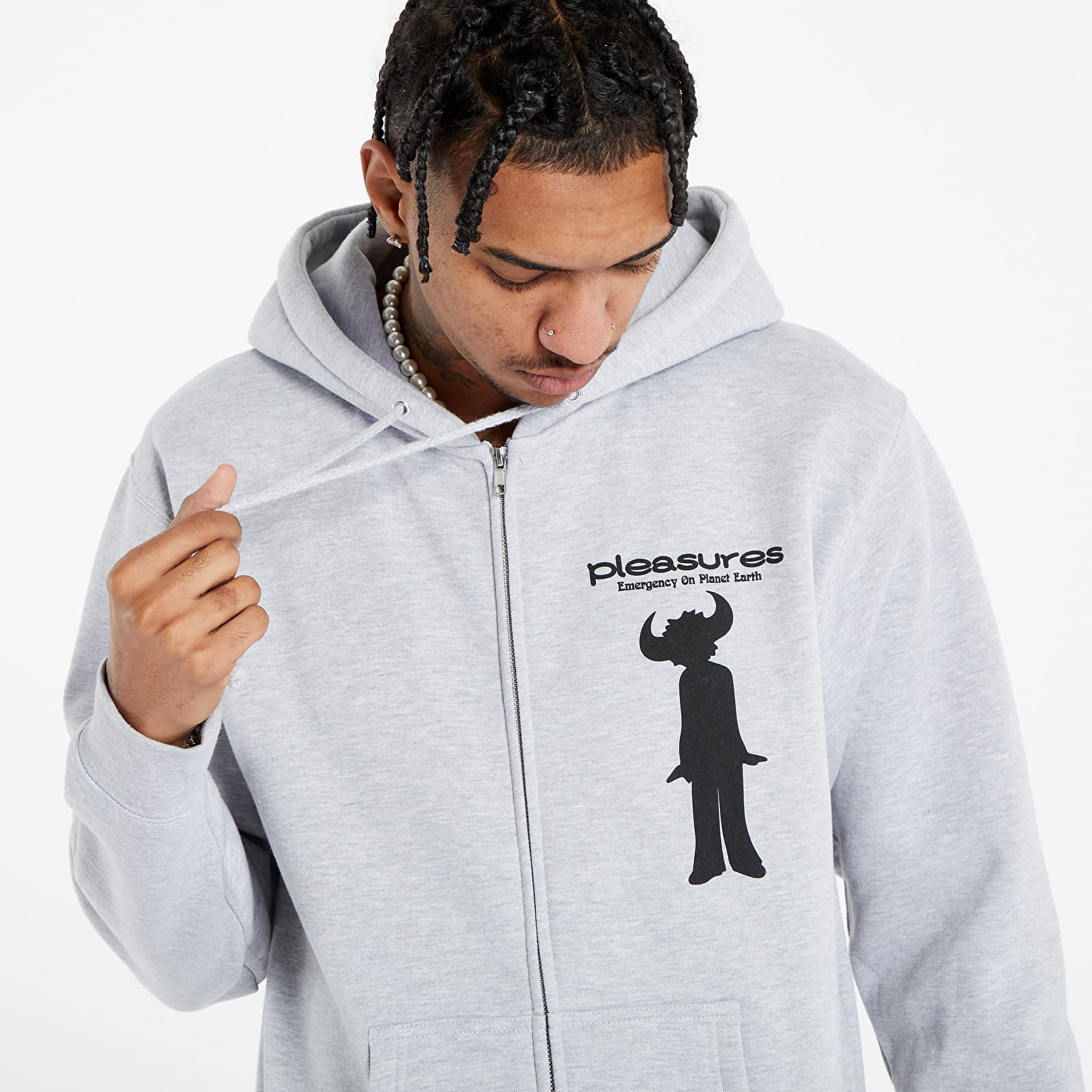 Sweatshirts PLEASURES x Jamiroquai High Times Zip Hooded Sweatshirt Heather Grey