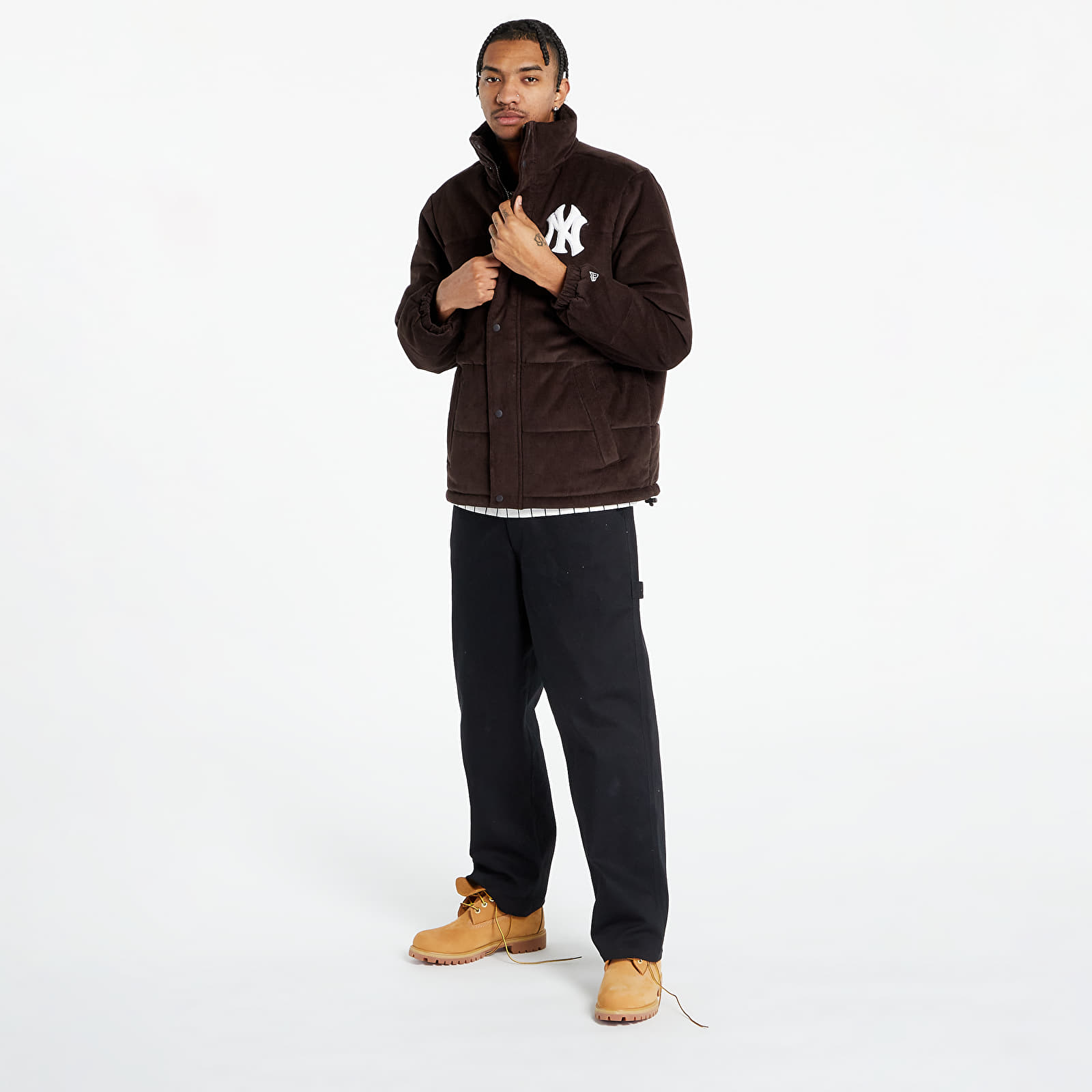 Jakas New Era New York Yankees MLB Brown Puffer Jacket UNISEX Nfl Brown Suede/ White