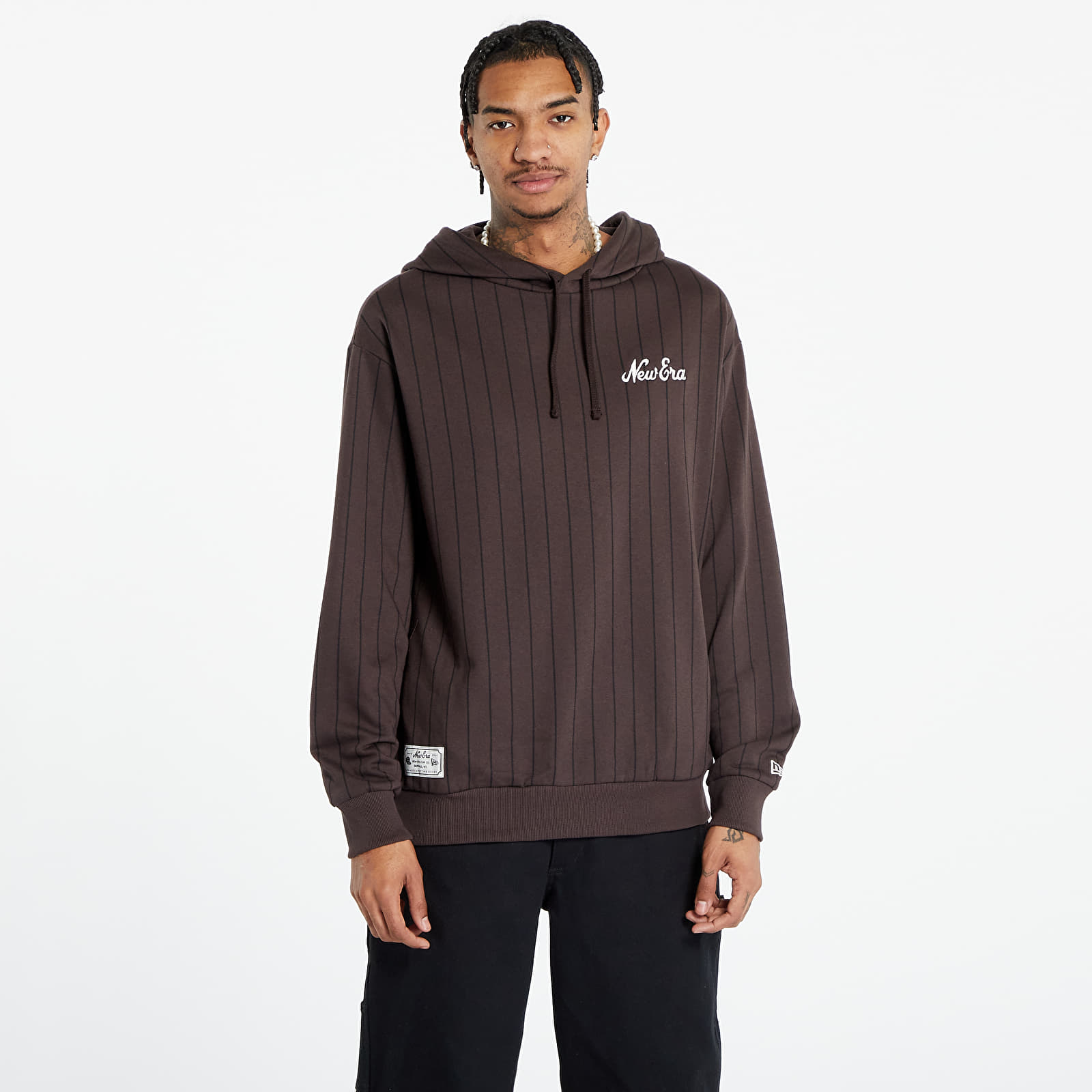 Sweat-shirt New Era Heritage Pinstripe Oversized Hoodie UNISEX Nfl Brown Suede/ Black XS