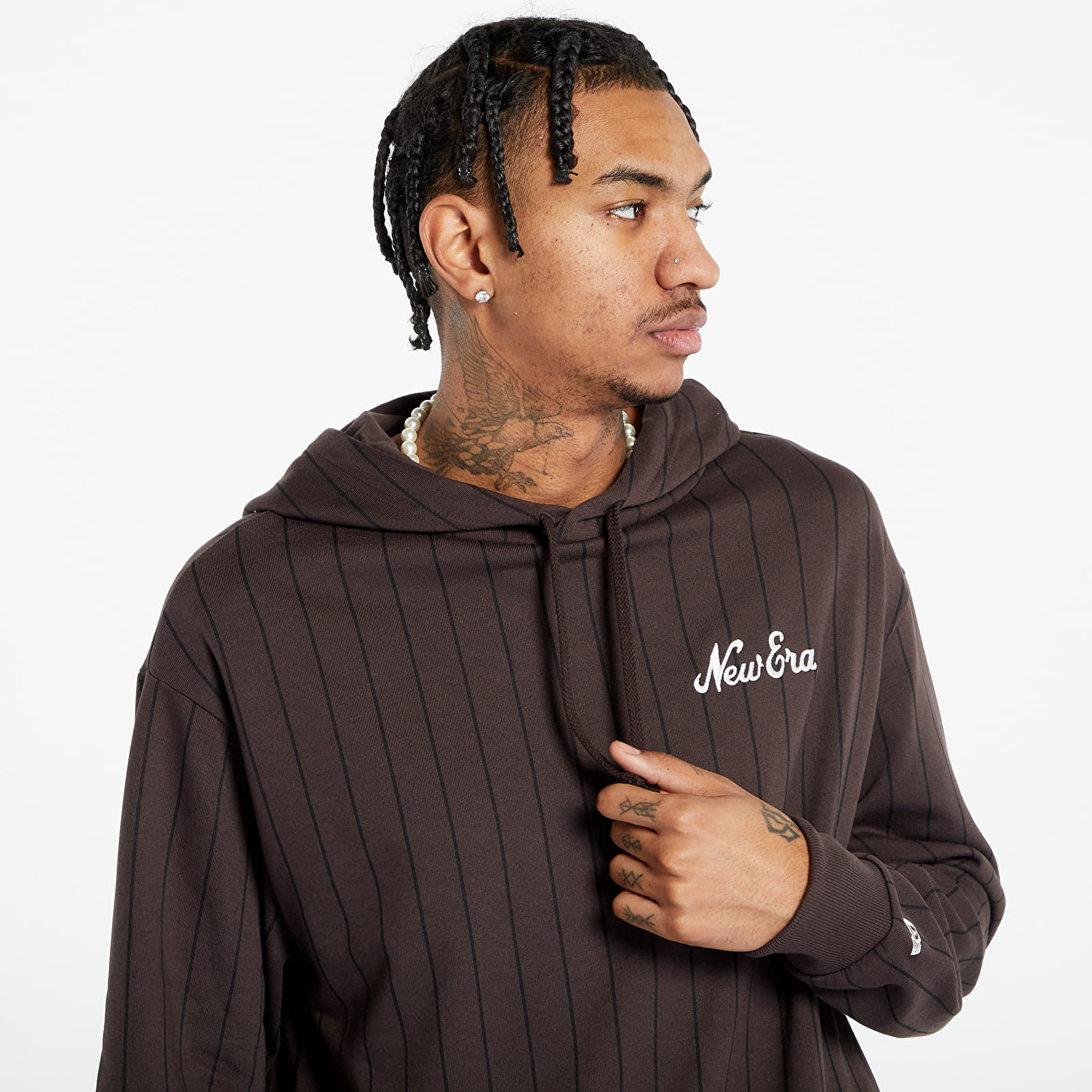 Sweatshirts New Era Heritage Pinstripe Oversized Hoodie UNISEX Nfl Brown Suede/ Black