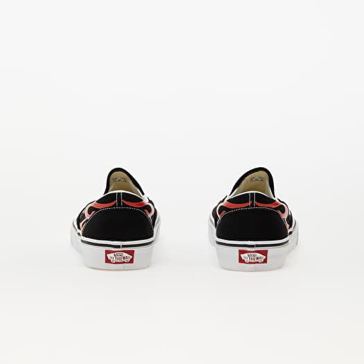 Vans classic slip on flame black & black shoes on sale