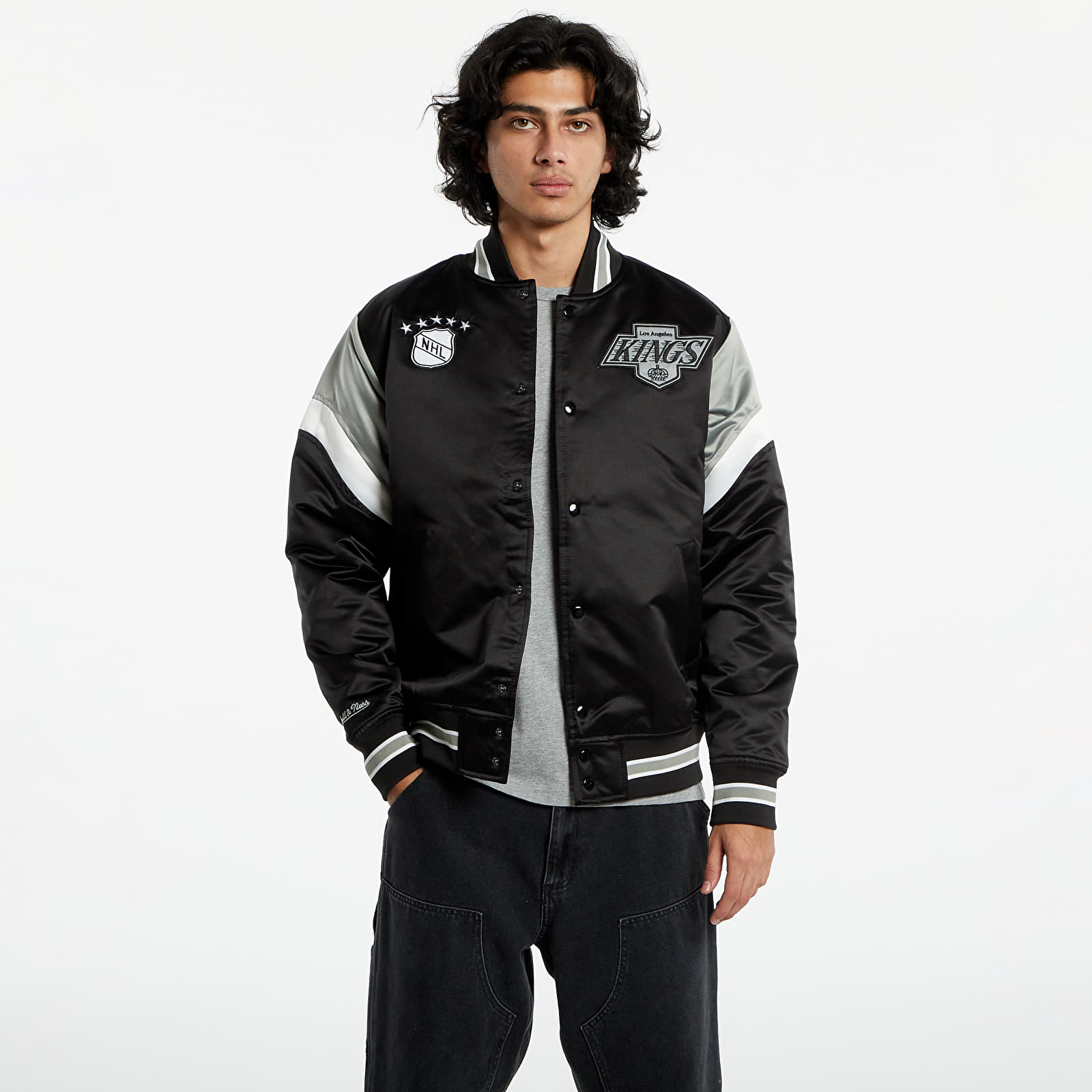 Bundy Mitchell & Ness NHL Heavyweight Satin Jacket Los Angeles Kings Black