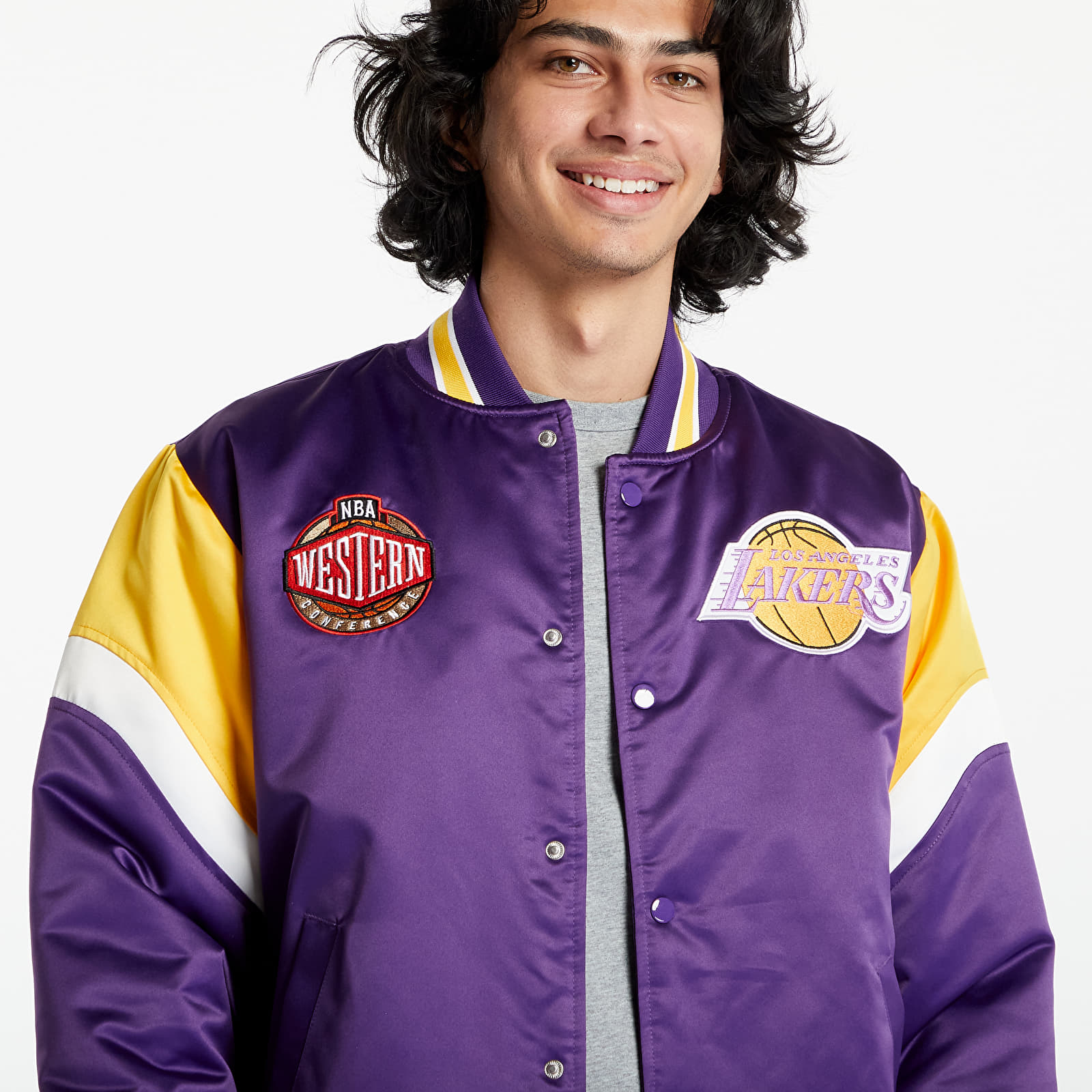 Jackets Mitchell & Ness NBA Heavyweight Satin Jacket Los Angeles Lakers  Purple | Queens
