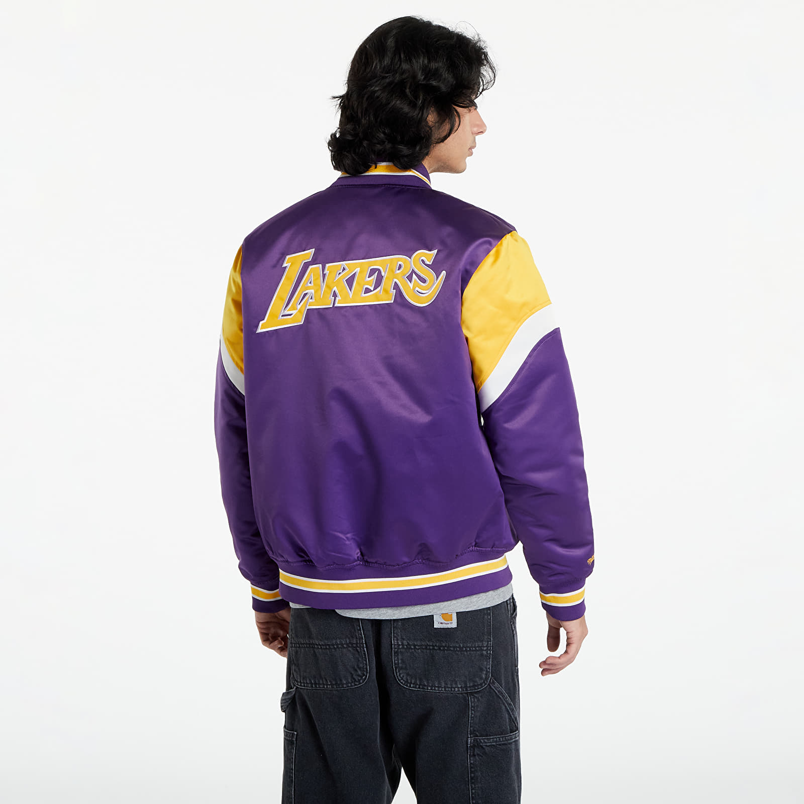 Jackets Mitchell & Ness NBA Heavyweight Satin Jacket Los Angeles Lakers  Purple | Queens