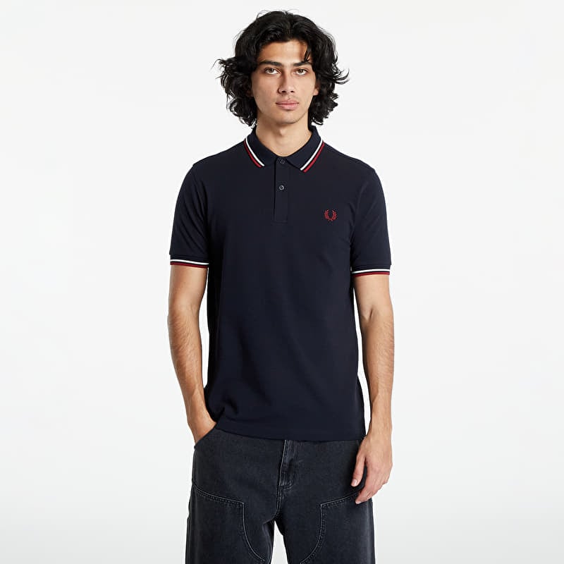 Tričko FRED PERRY Twin Tipped Shirt Navy/ Snow white/ Bntred