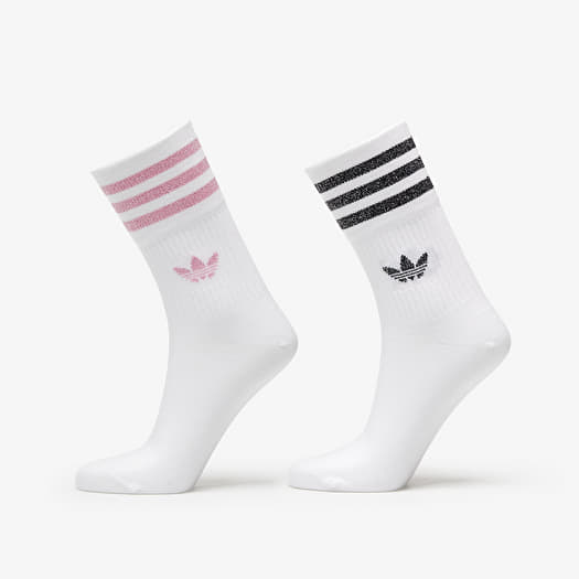 | adidas Pink/ Bliss Glitter Black Socks Socks White/ Crew Queens 2-Pack Mid-Cut