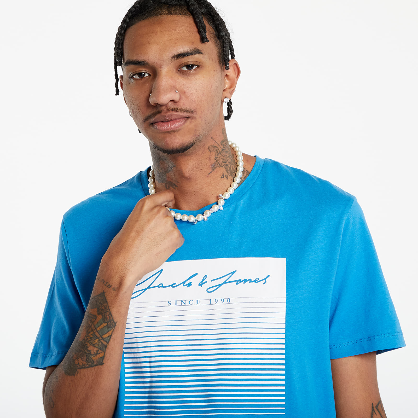 Trička Jack & Jones JJSTOKE TEE SS Blue