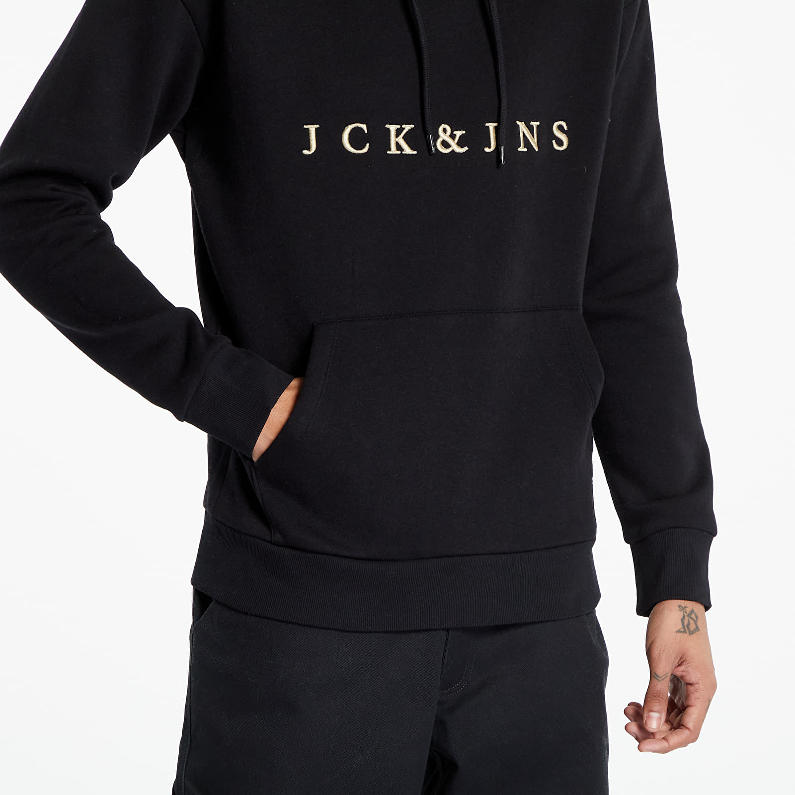 Mikiny Jack & Jones JJstate Sweat Hood Black