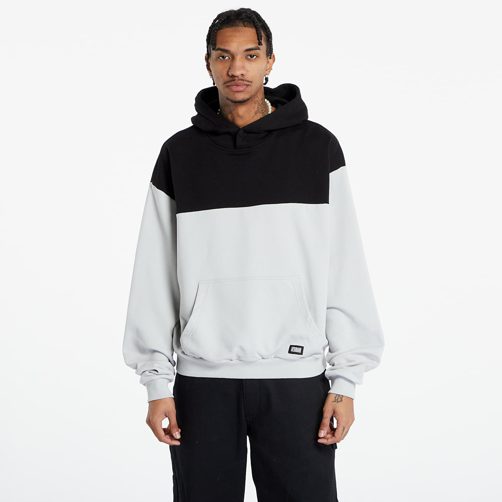 Bluzy Urban Classics Upper Block Hoody Grey / Black