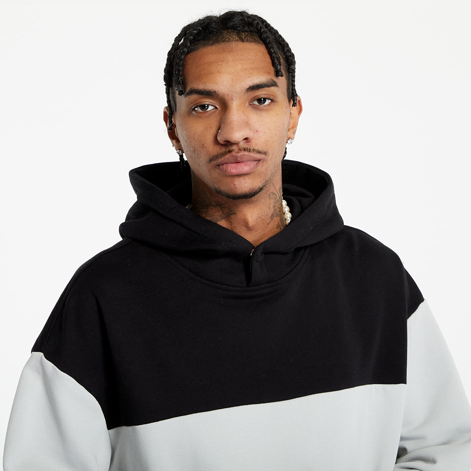 Bluzy Urban Classics Upper Block Hoody Grey / Black