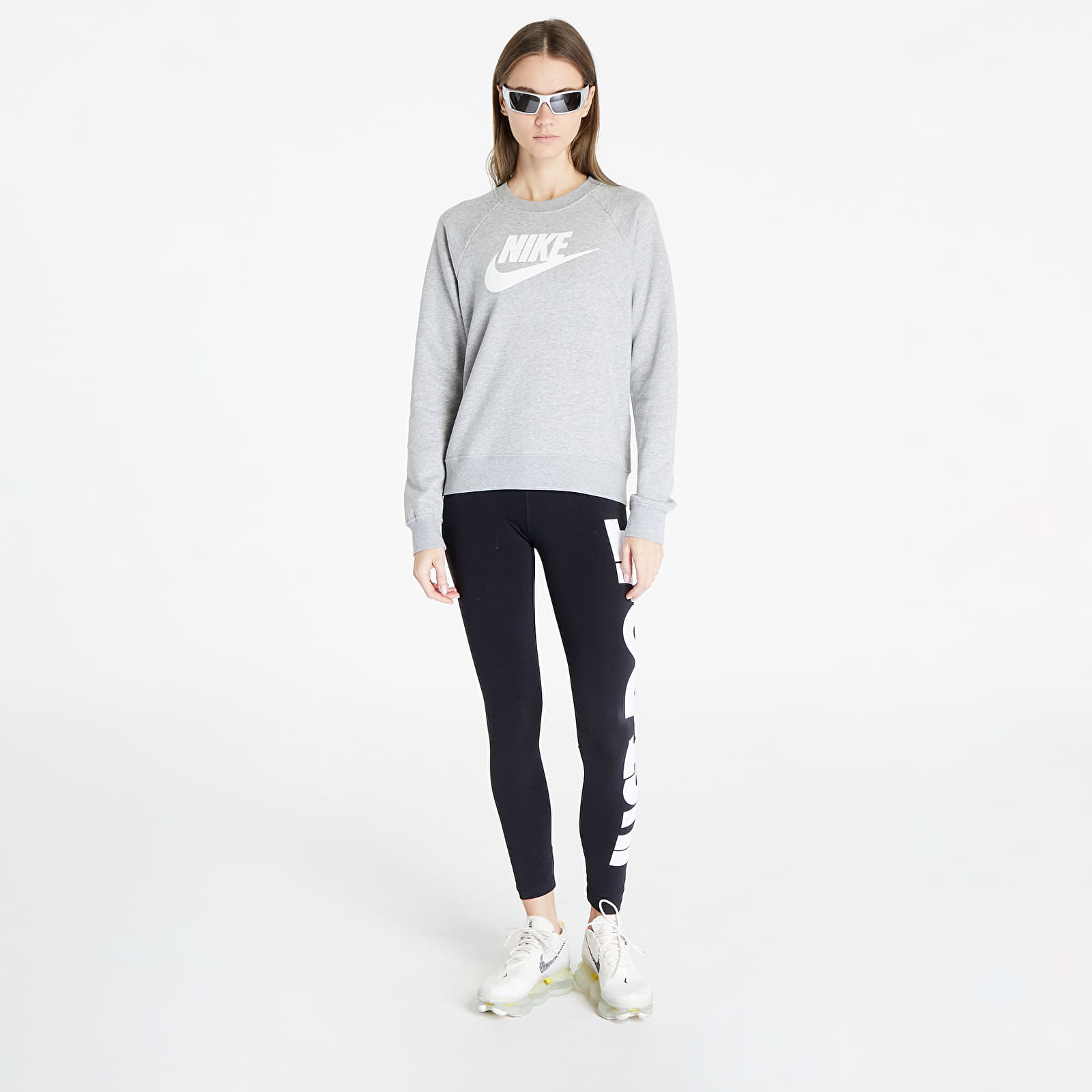 Sweaters Nike NSW Essential Fleece Graphic Crew Dk Grey Heather/ White