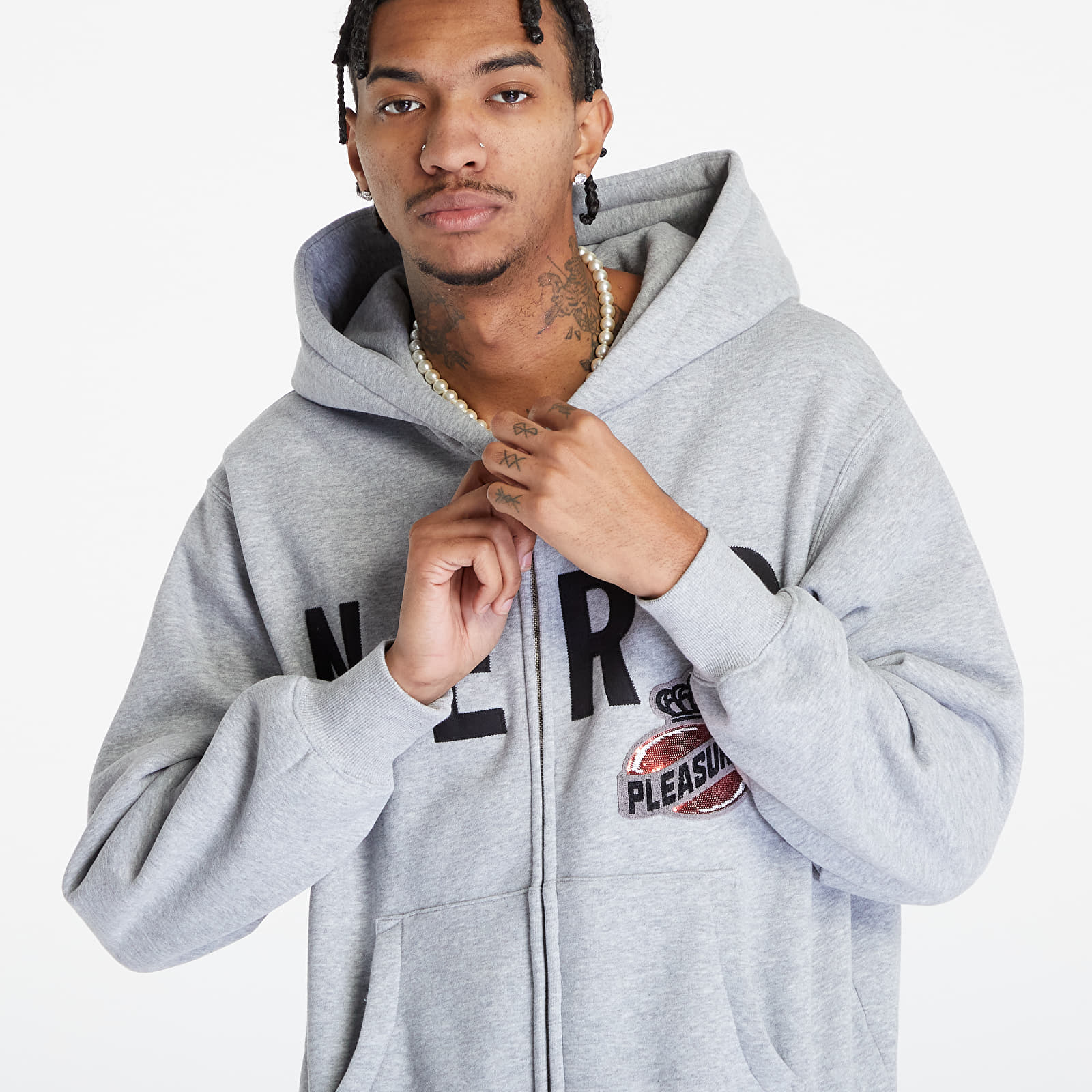 Felpe PLEASURES x N.E.R.D Full-Zip Up Hoodie Heather Grey
