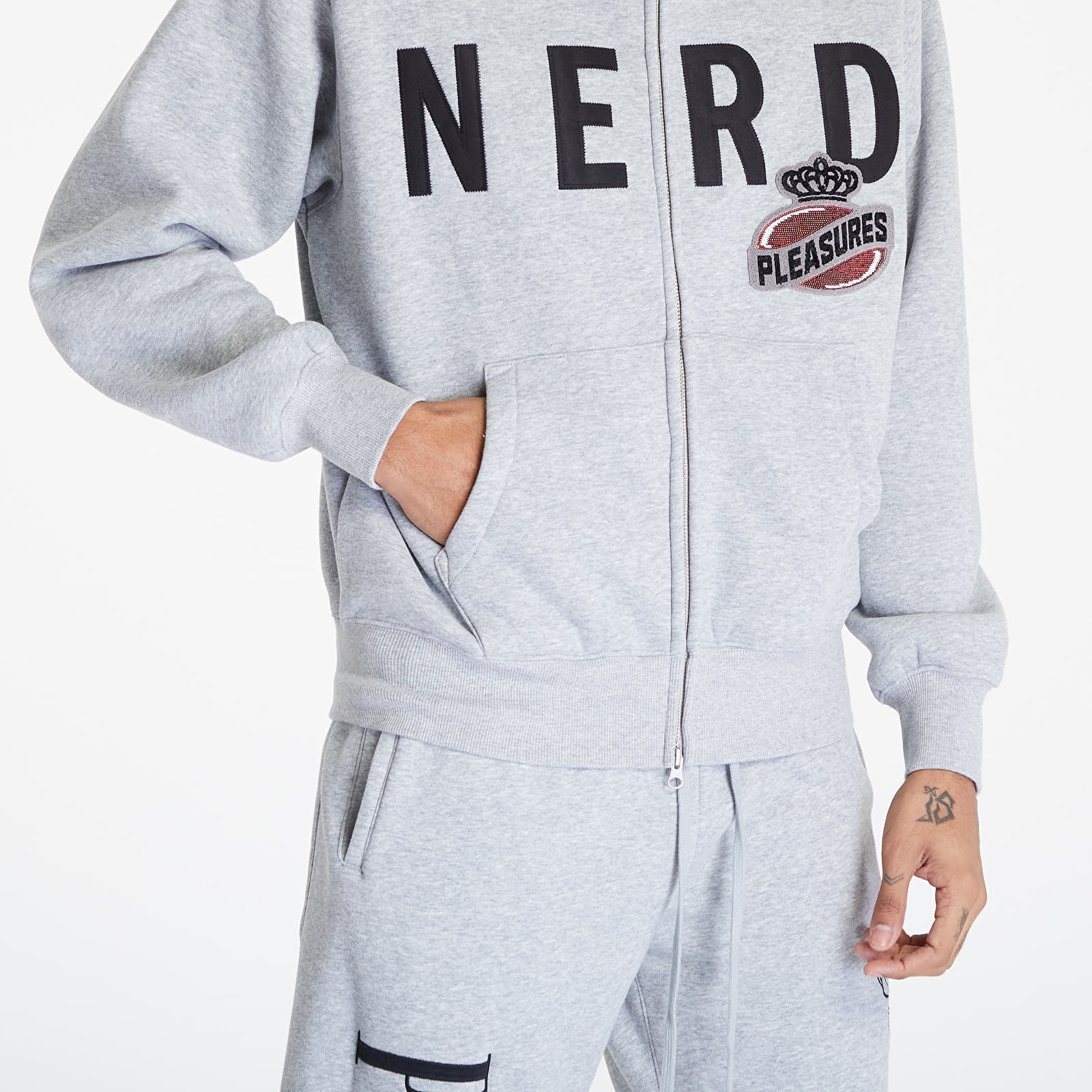 Felpe PLEASURES x N.E.R.D Full-Zip Up Hoodie Heather Grey