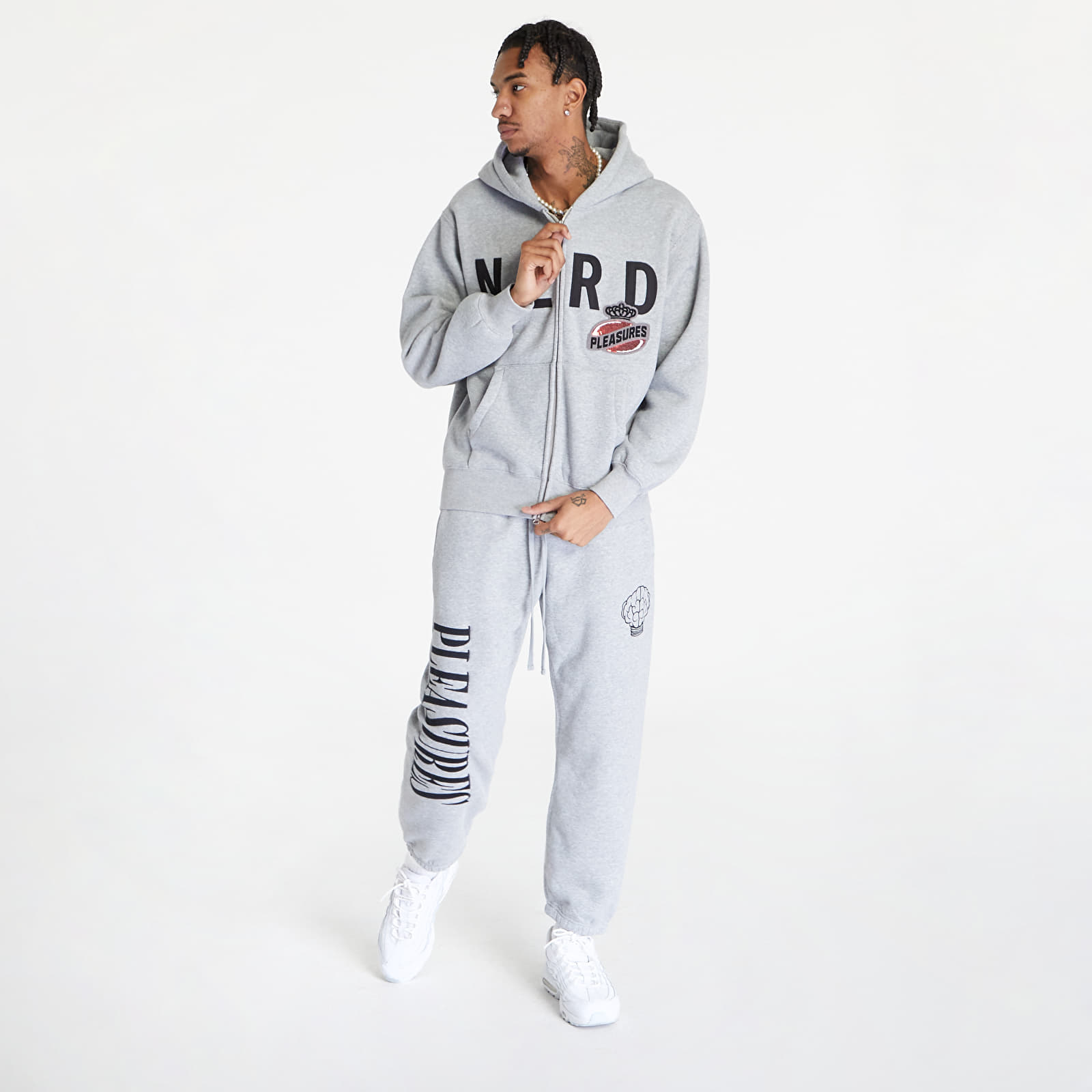 Felpe PLEASURES x N.E.R.D Full-Zip Up Hoodie Heather Grey