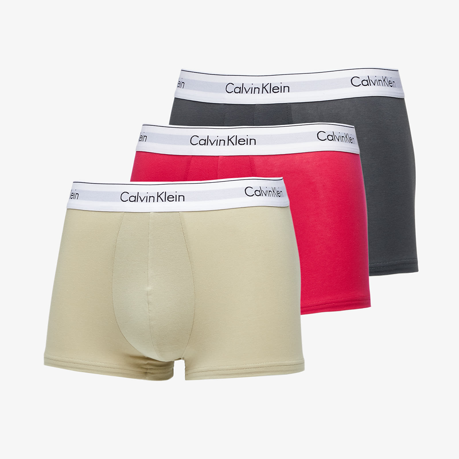 Boxerky Calvin Klein Modern Cotton Stretch Trunk 3-Pack Virtual Red/ Iron Gate/ Eucalyptus