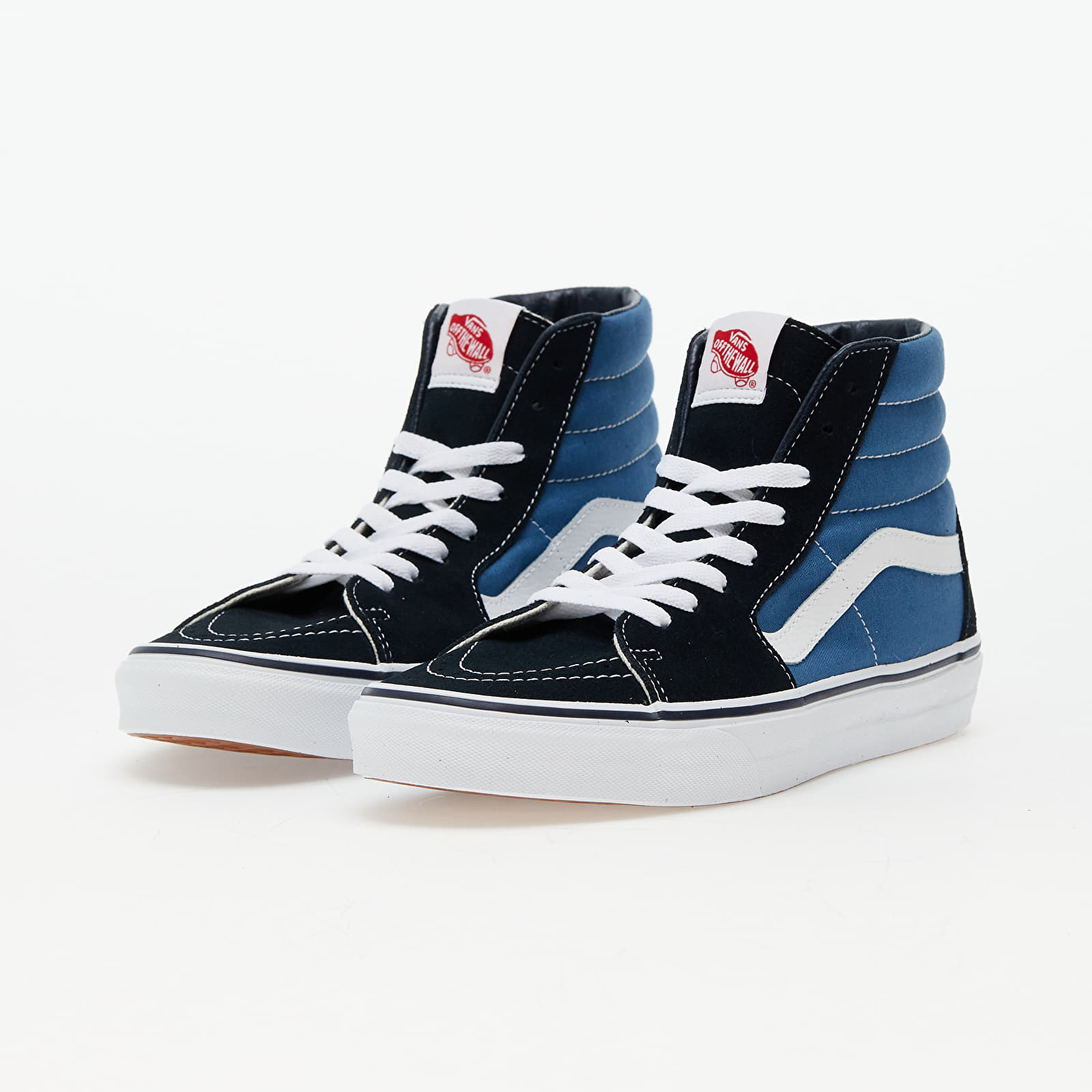 Navy blue and white high top vans online