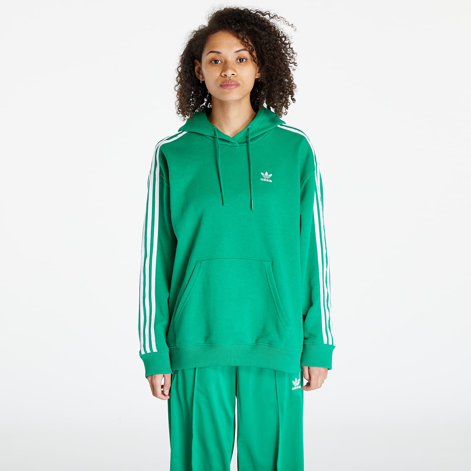Sweatshirts adidas Originals 3 Stripes Oversized Hoodie Green Queens