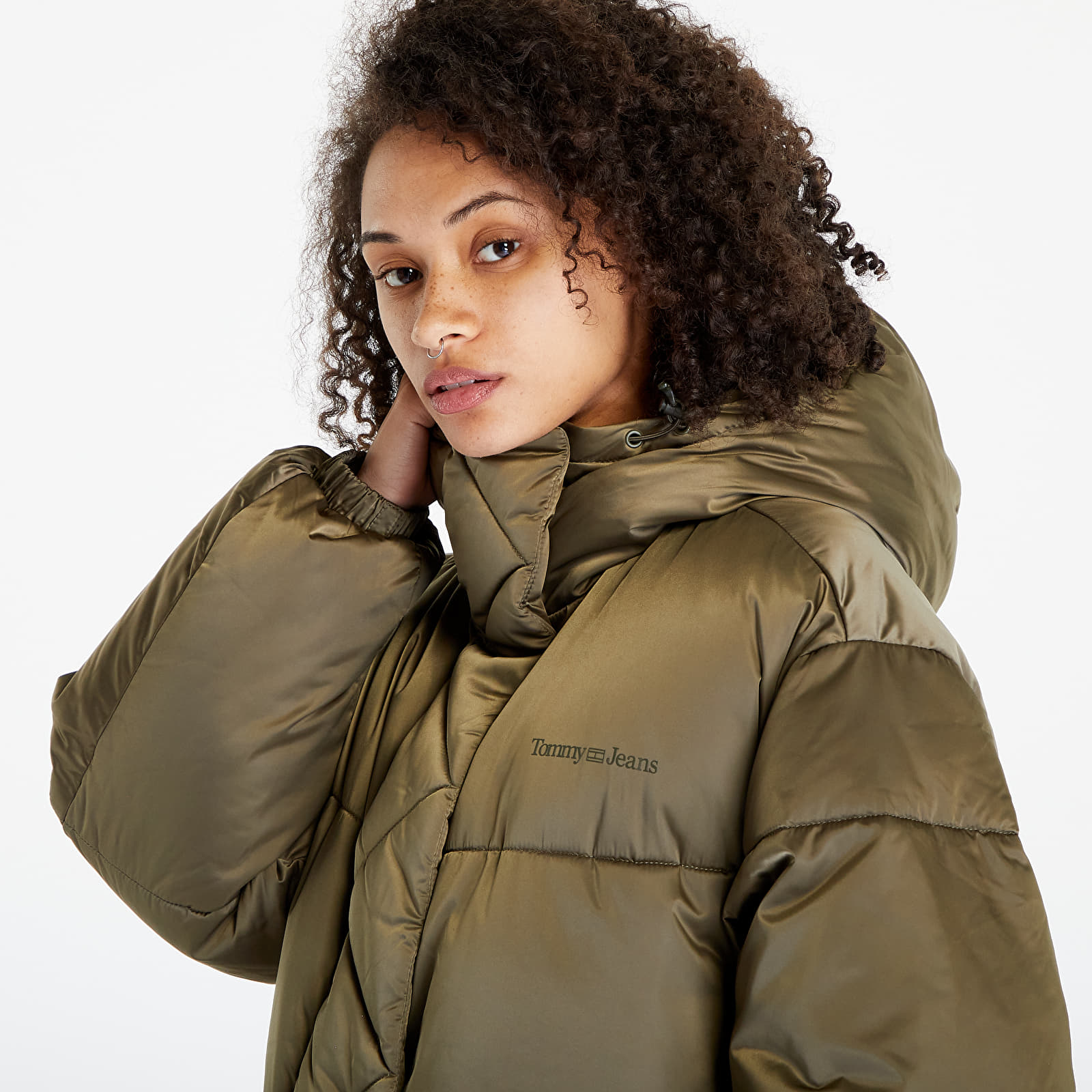 Jackets TOMMY JEANS Long Satin Puffer Green Queens