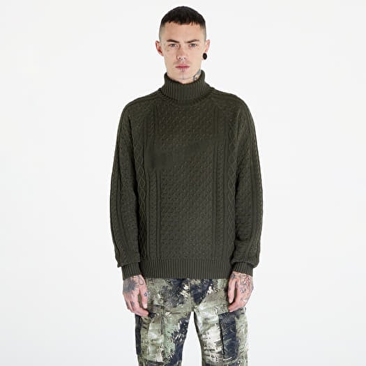 Sweater Nike Life Men's Cable Knit Turtleneck Sweater Cargo Khaki
