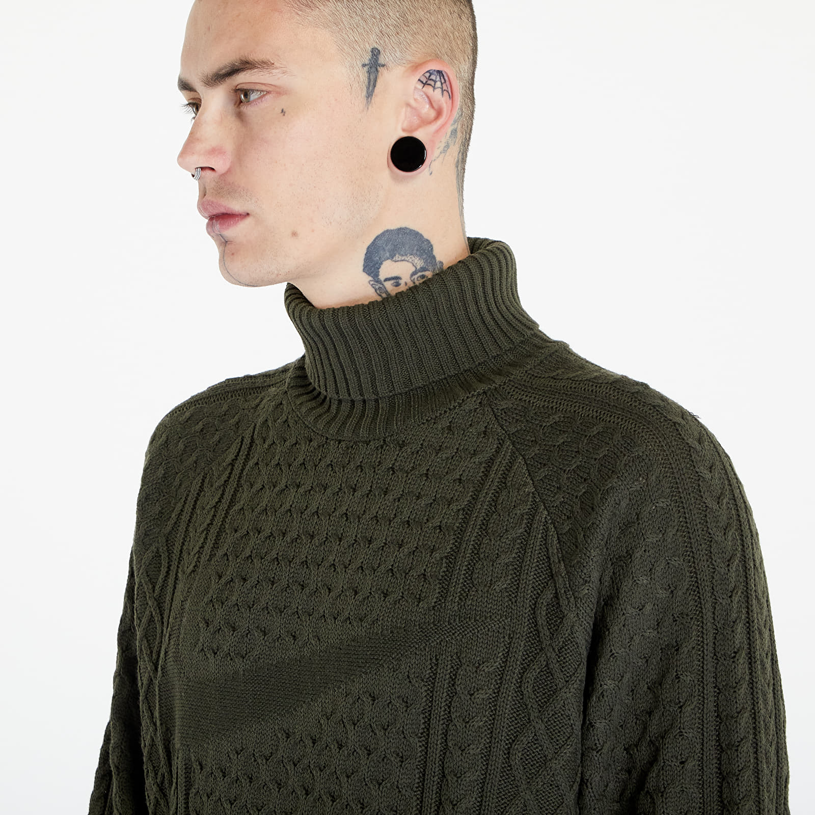 Pulóverek Nike Life Men's Cable Knit Turtleneck Sweater Cargo Khaki