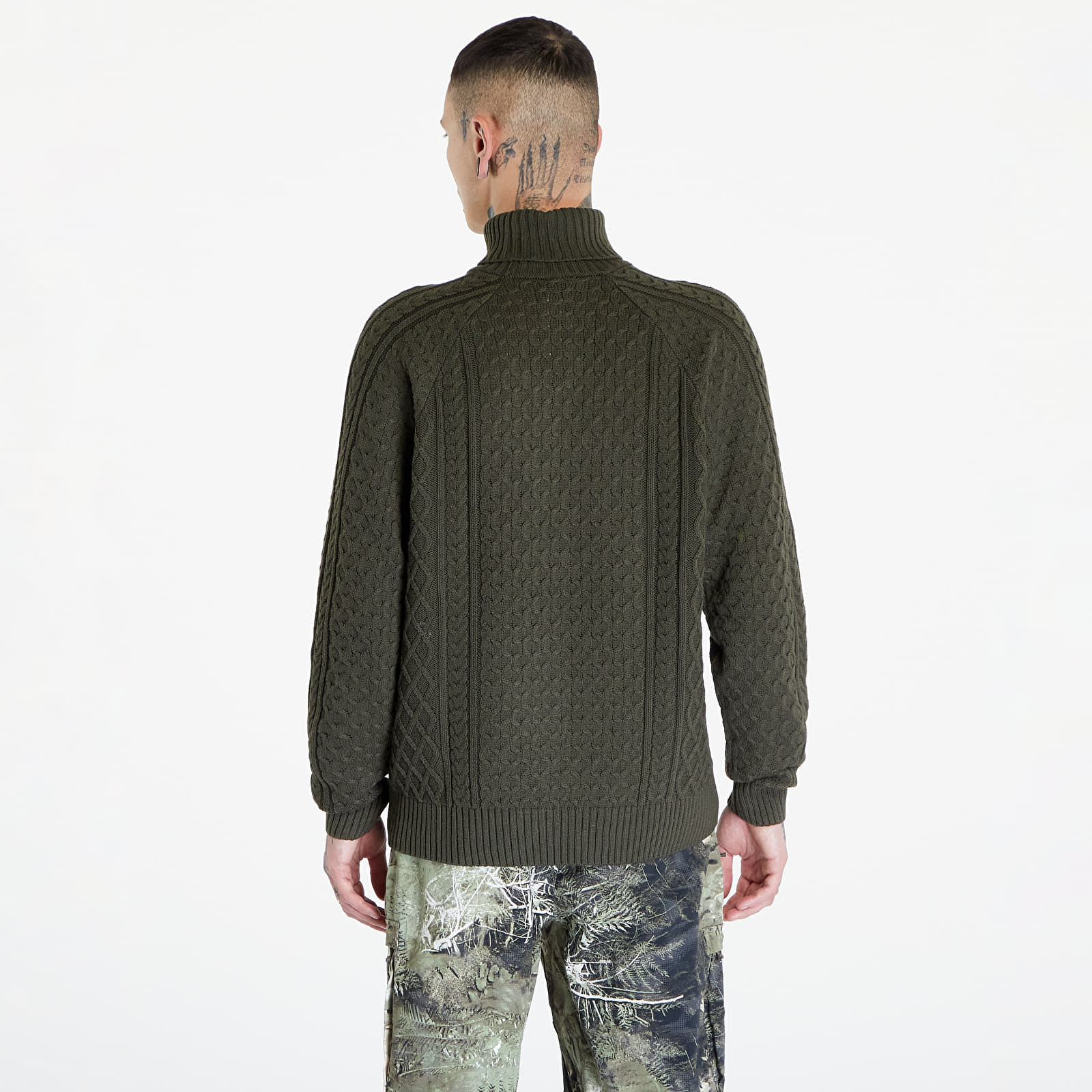 Pulóverek Nike Life Men's Cable Knit Turtleneck Sweater Cargo Khaki