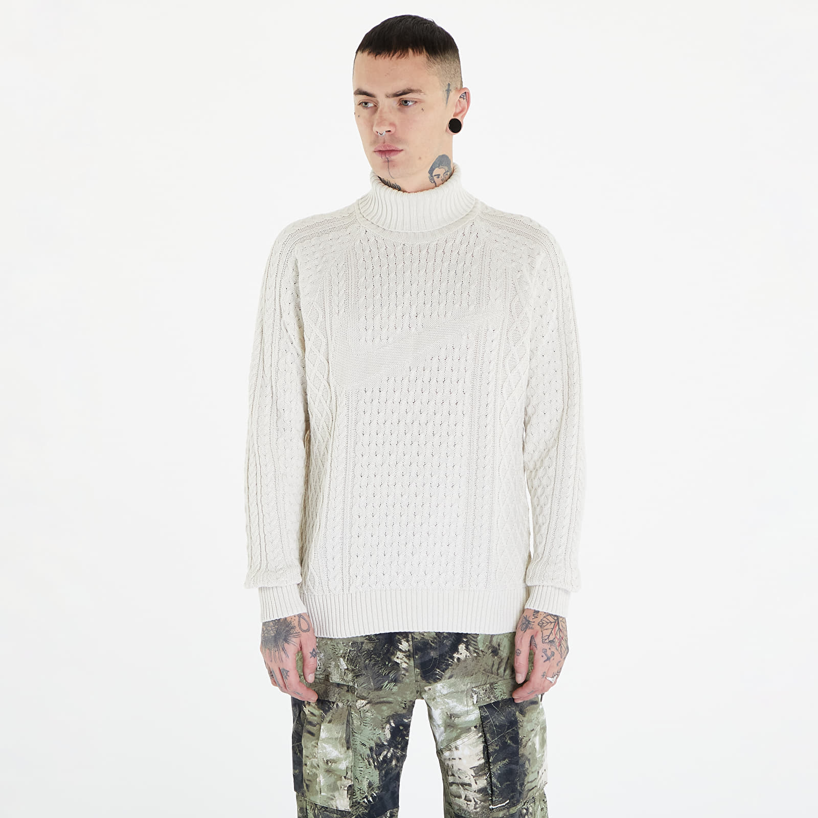 Tröjor Nike Life Men's Cable Knit Turtleneck Sweater Light Bone