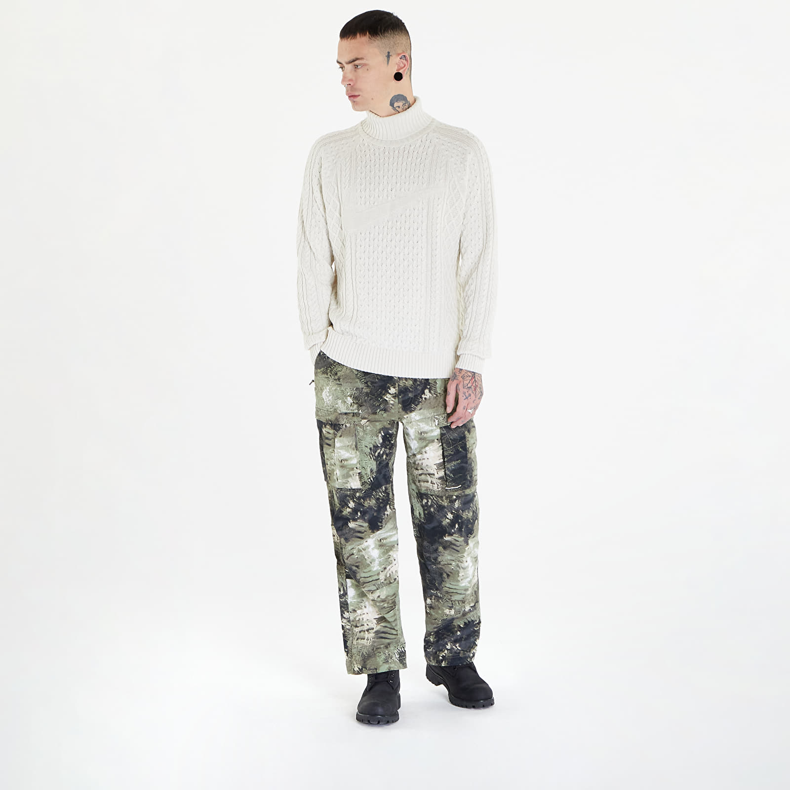 Tröjor Nike Life Men's Cable Knit Turtleneck Sweater Light Bone