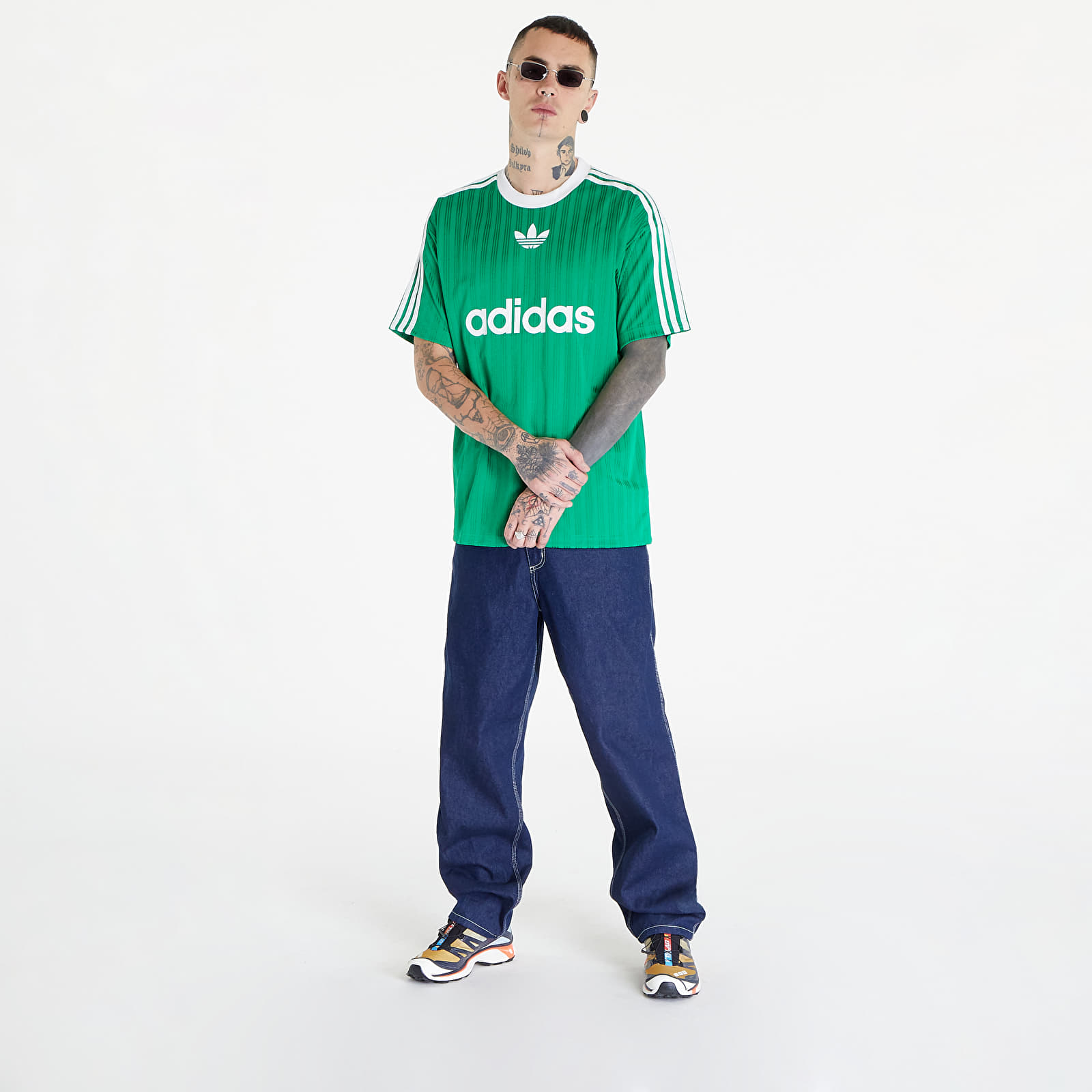 T-Shirts adidas Adicolor Poly Short Sleeve Tee Green/ White