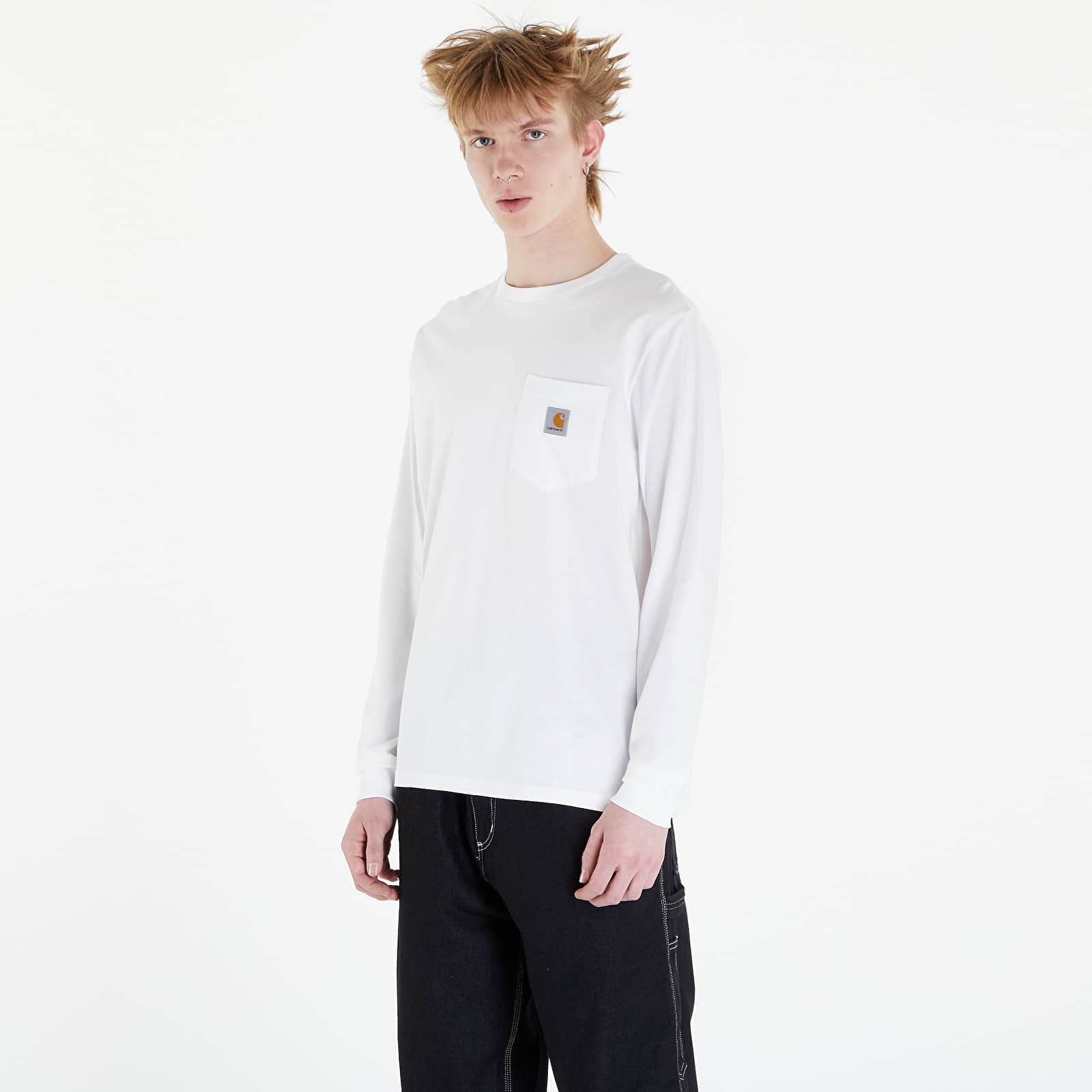 Trička Carhartt WIP Long Sleeve Pocket T-Shirt UNISEX White