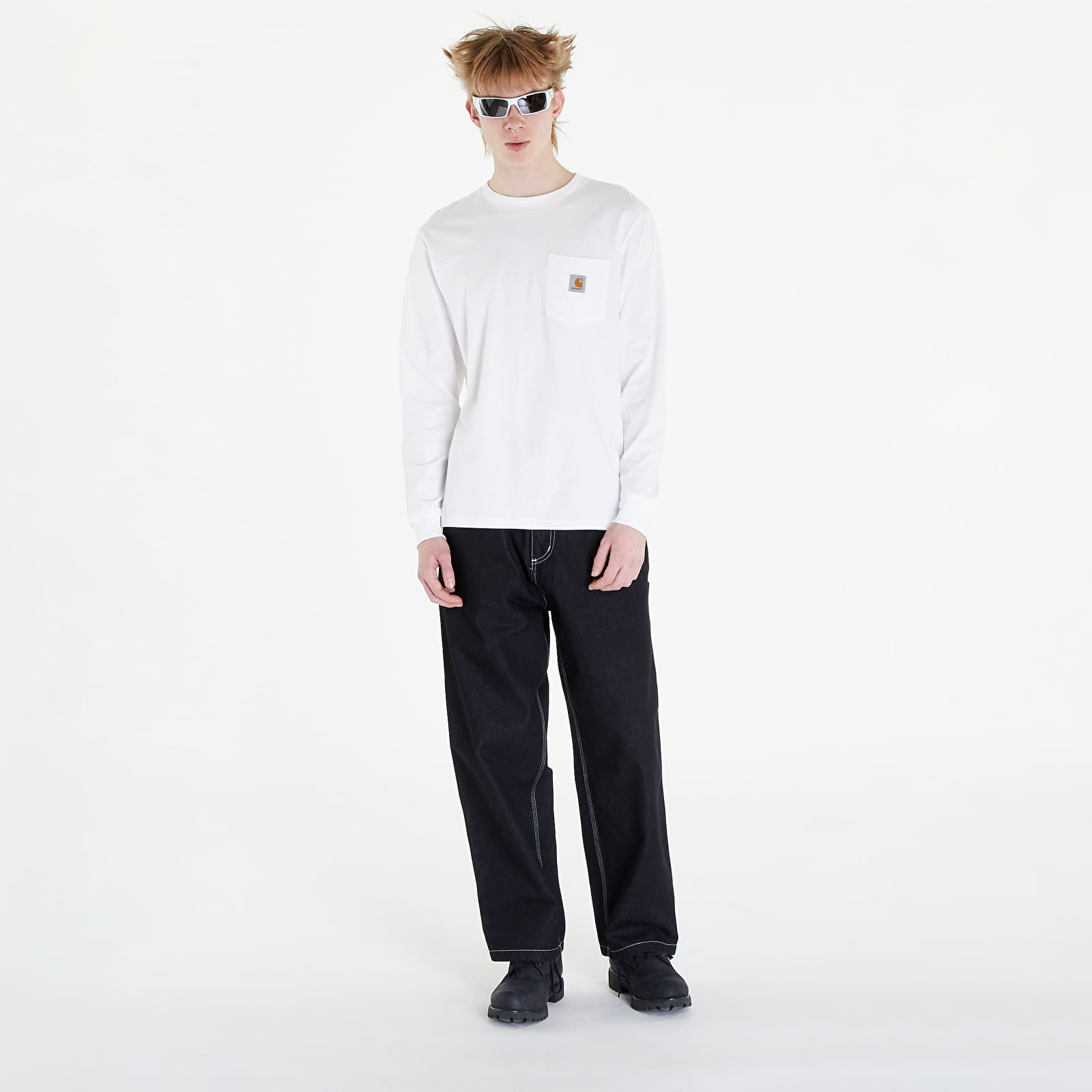 Trička Carhartt WIP Long Sleeve Pocket T-Shirt UNISEX White
