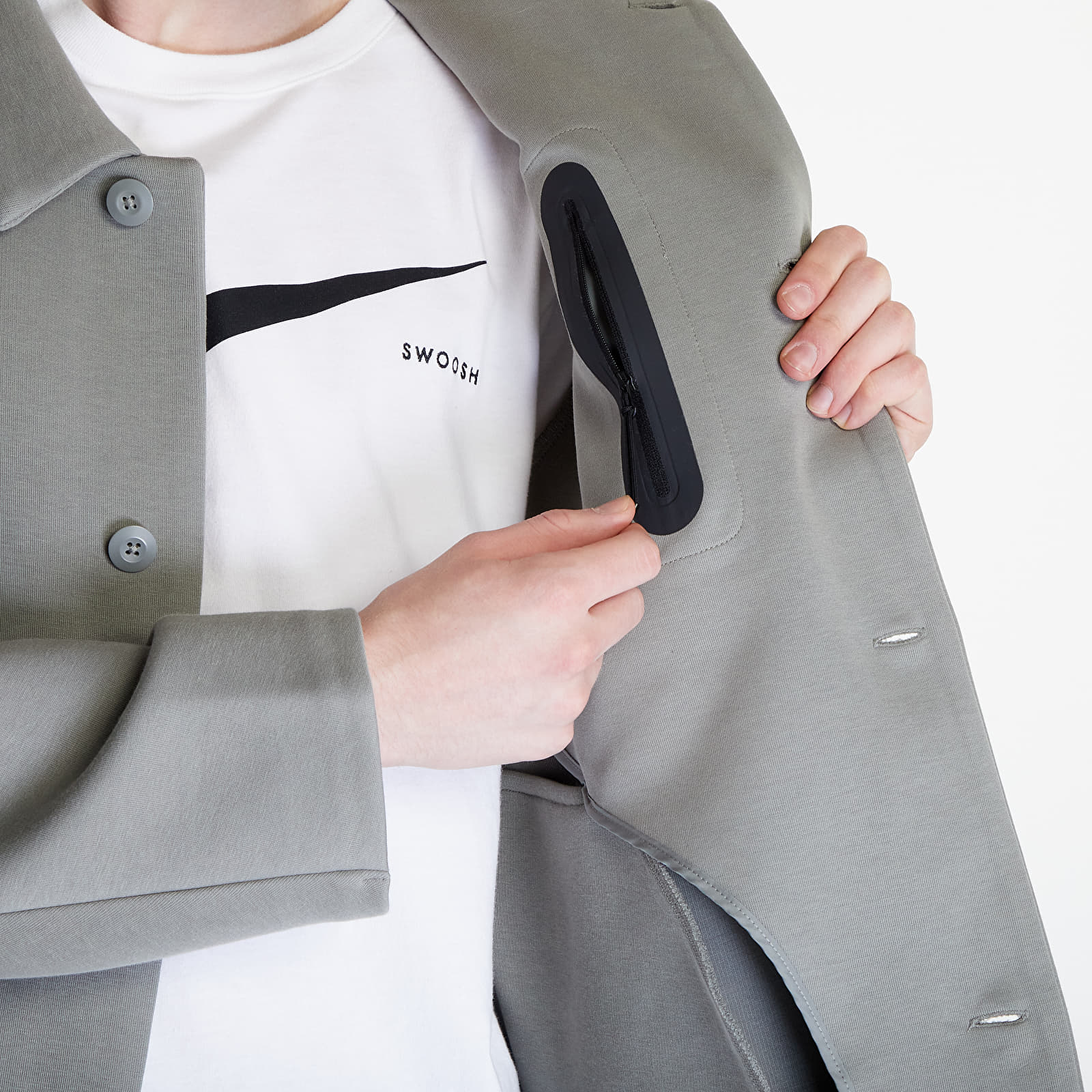Kabáty Nike Sportswear Tech Fleece Reimagined Men's Oversized Shacket Dark Stucco