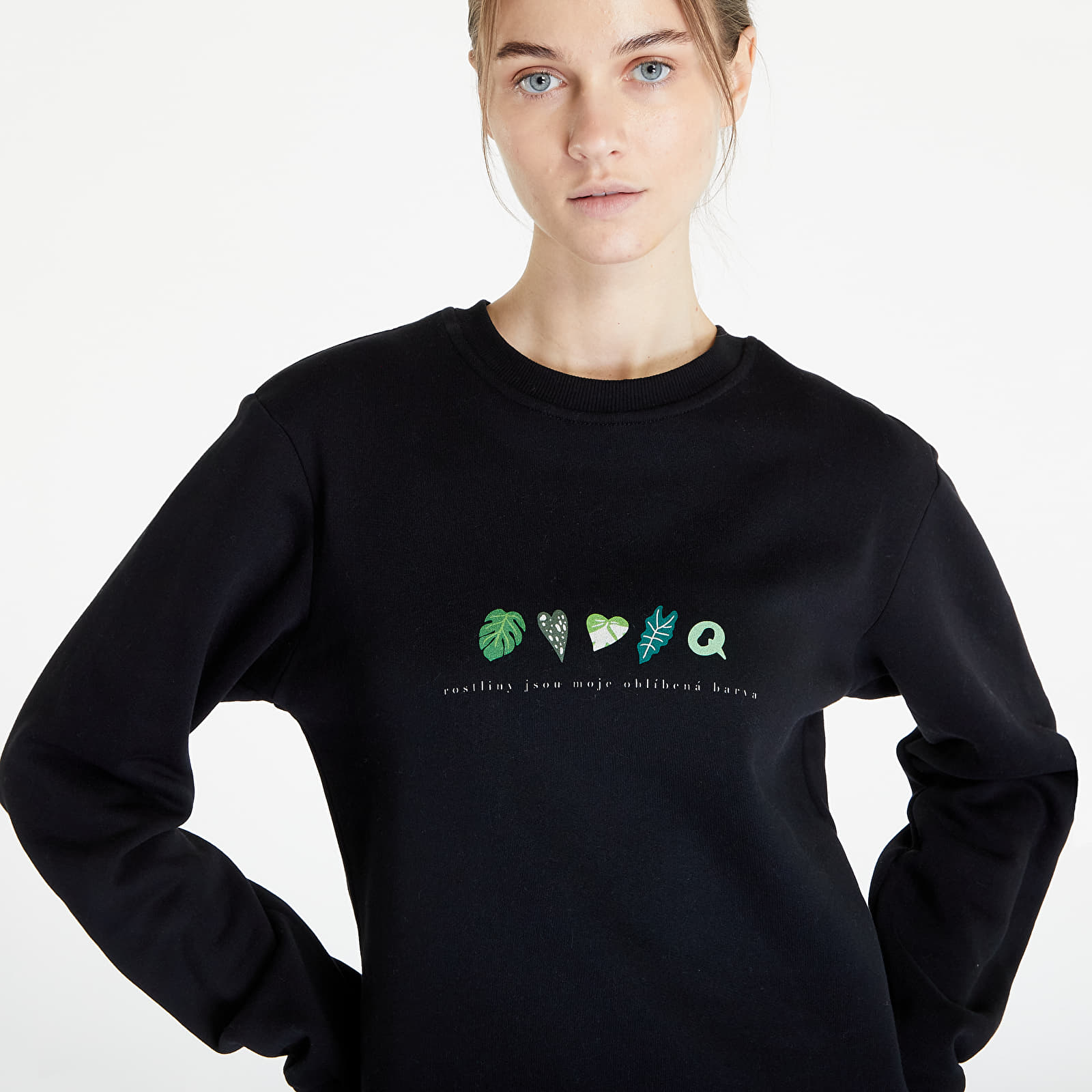 Kapuutsikud ja kampsunid Queens Rostliny Jsou Moje Oblíbená Barva Crewneck UNISEX Black