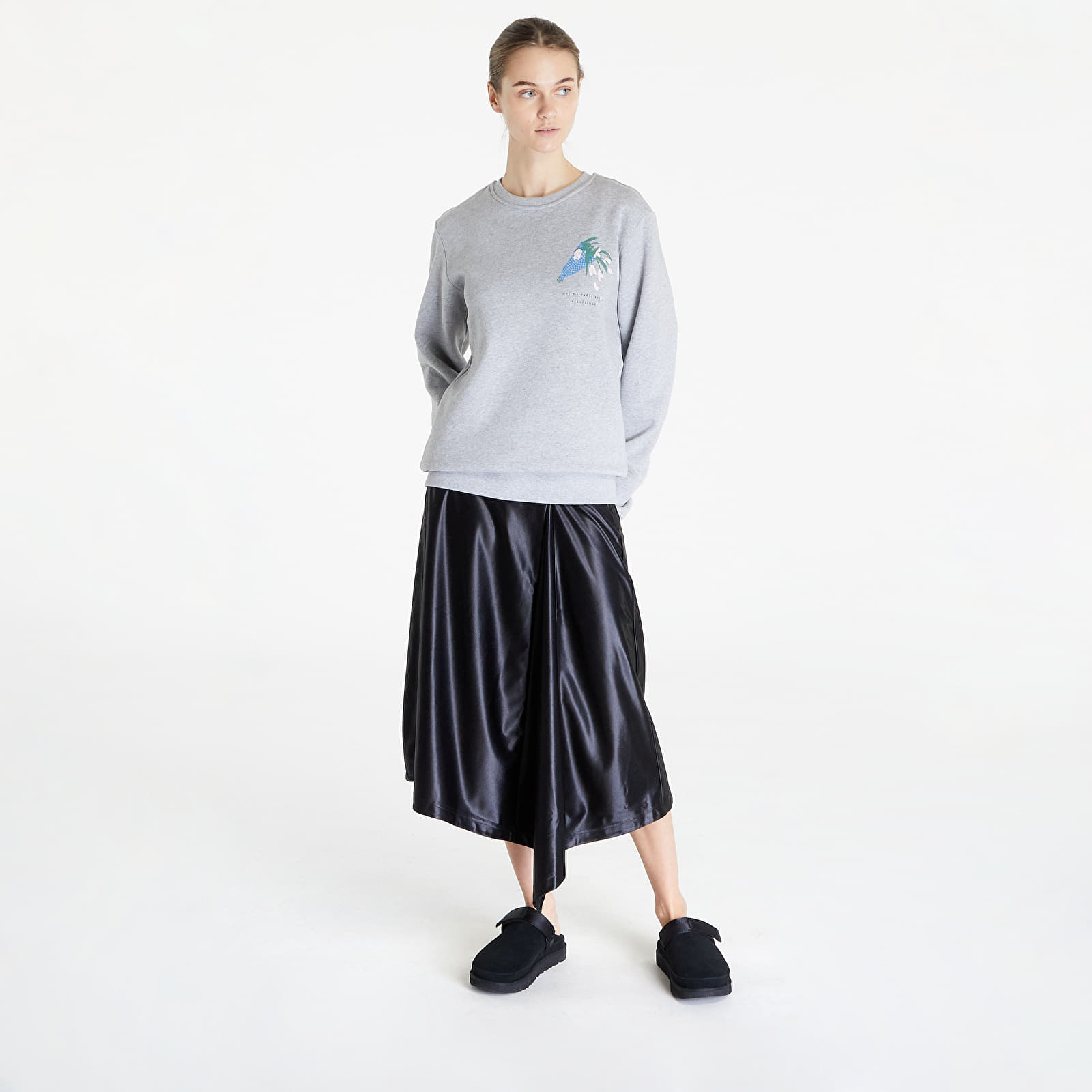 Mikiny Queens Dej Mi Radši Kytku V Květináči Crewneck UNISEX Gray Melange