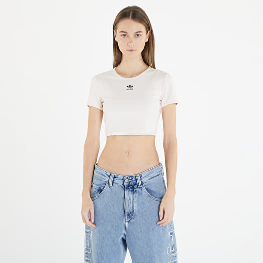 T Shirts adidas Originals Essentials Rib Short Sleeve Tee Wonder White Queens