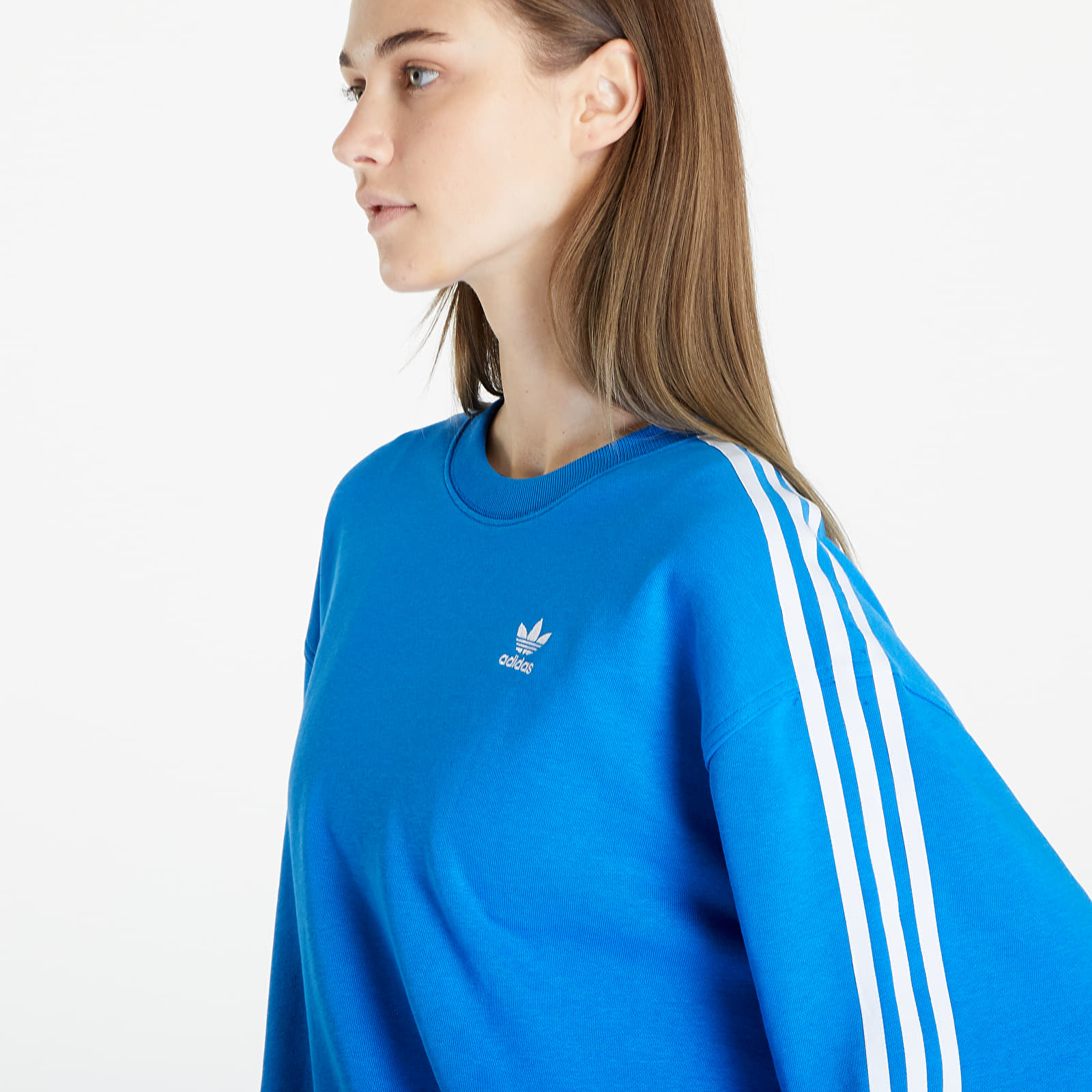 Hoodies and sweatshirts  adidas 3 Stripes Oversized Crew Sweatshirt Blue Bird