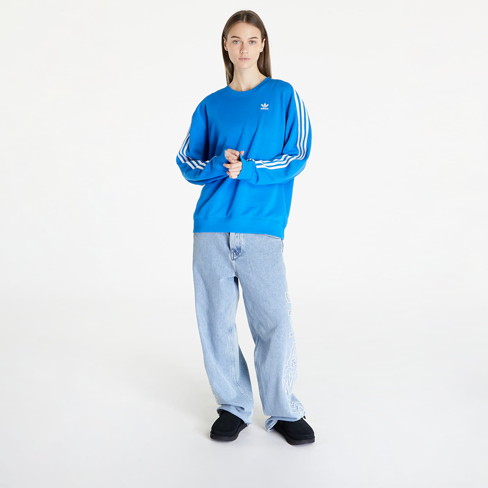 Hoodies and sweatshirts  adidas 3 Stripes Oversized Crew Sweatshirt Blue Bird